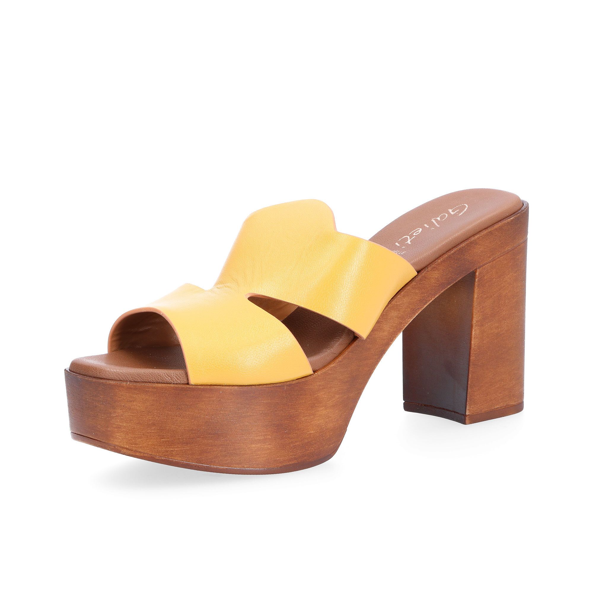 Galieti
Sabot in pelle 
con plateau e tacco
effetto legno 11 cm