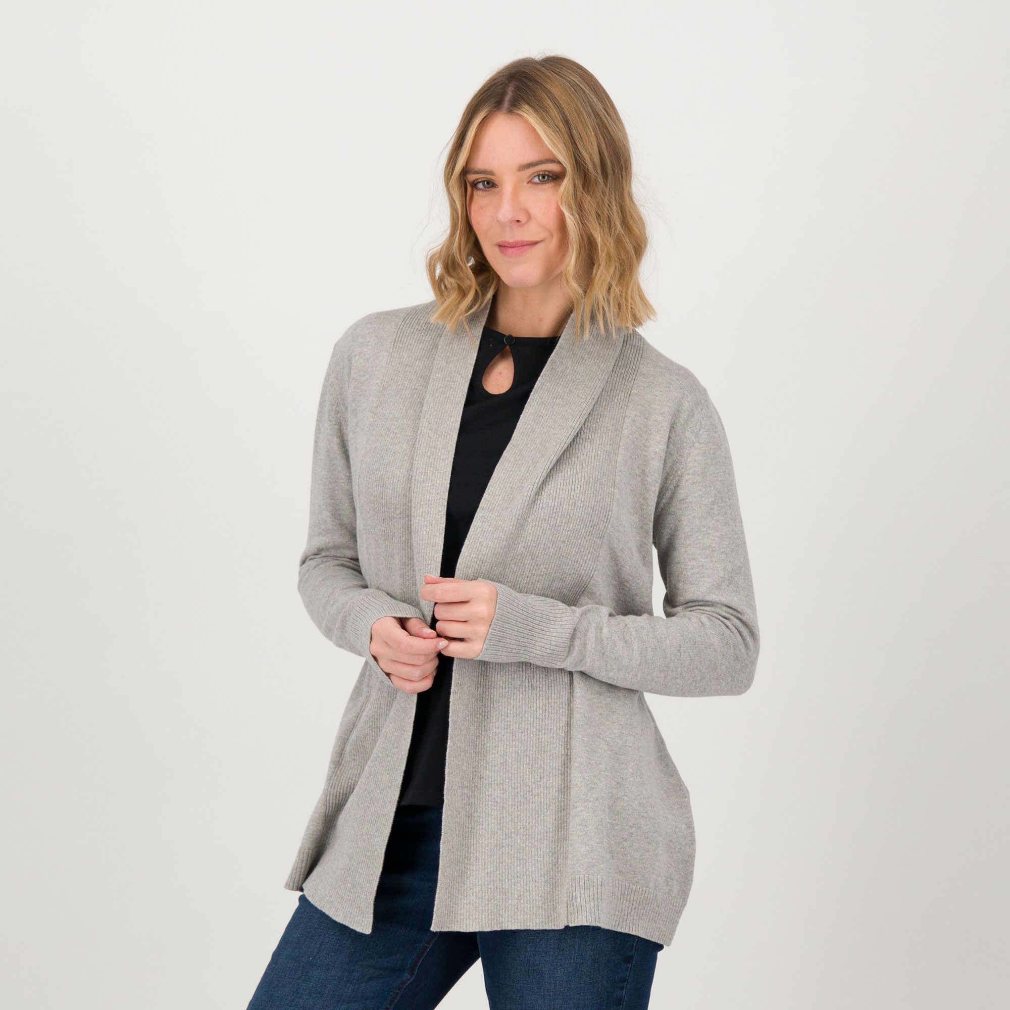 Denim & Co
Cardigan con collo a 
scialle in cotone
con cashmere