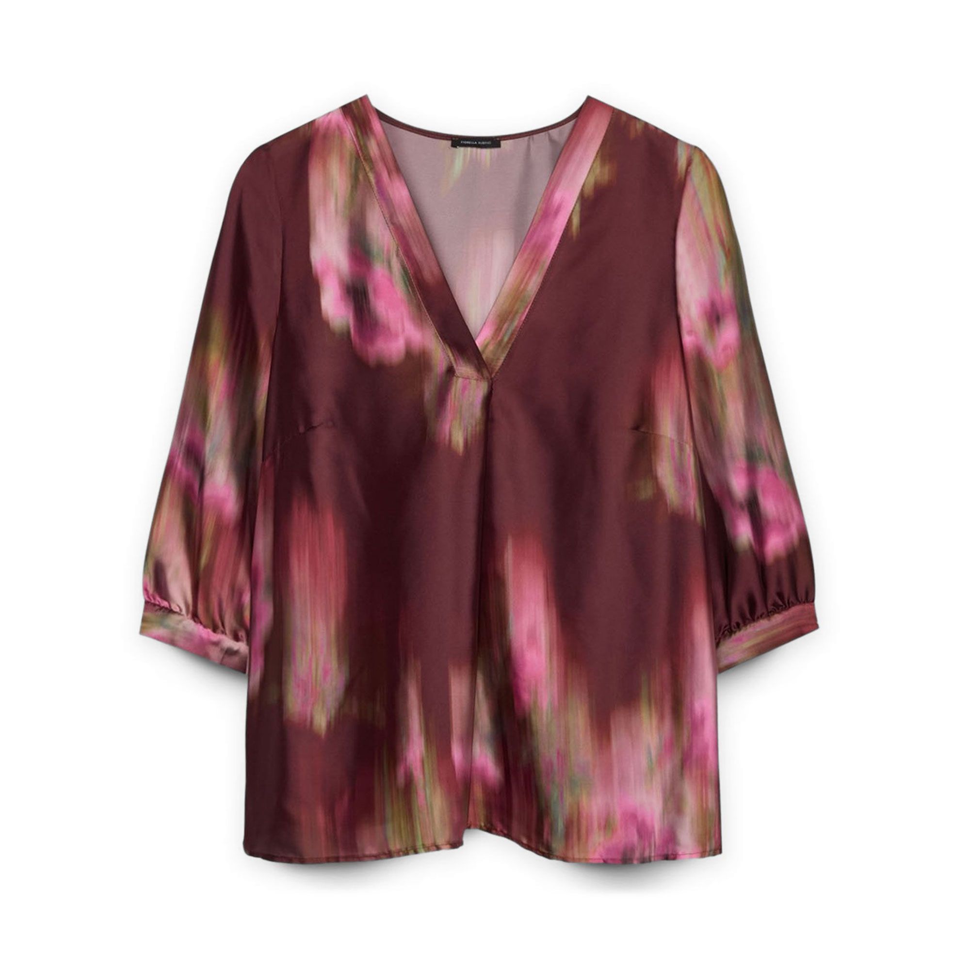 Fiorella Rubino Maglia maniche 3/4 in raso fantasia con scollo a V