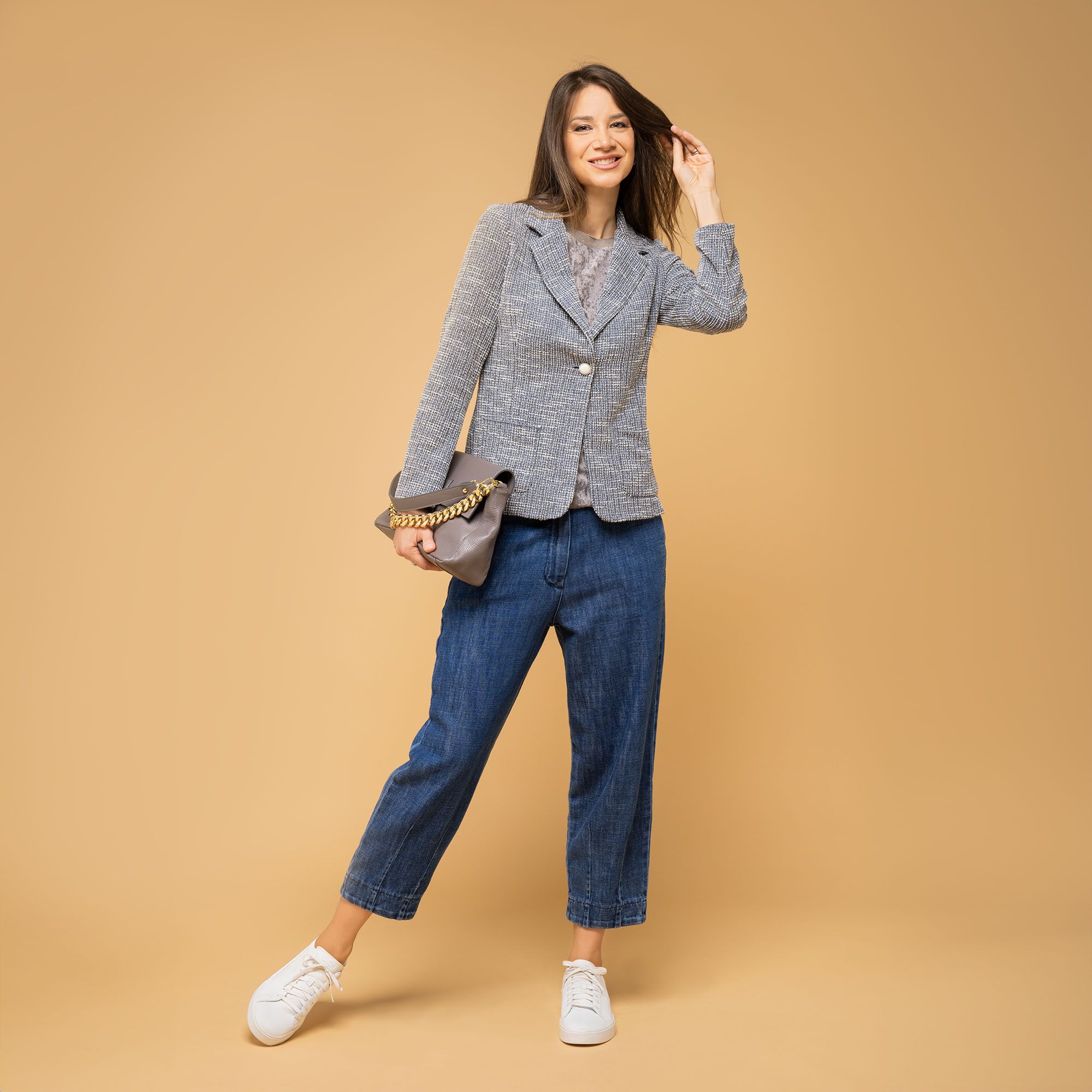 Mood Atelier
Giacca
con collo revers 
in tweed di maglia