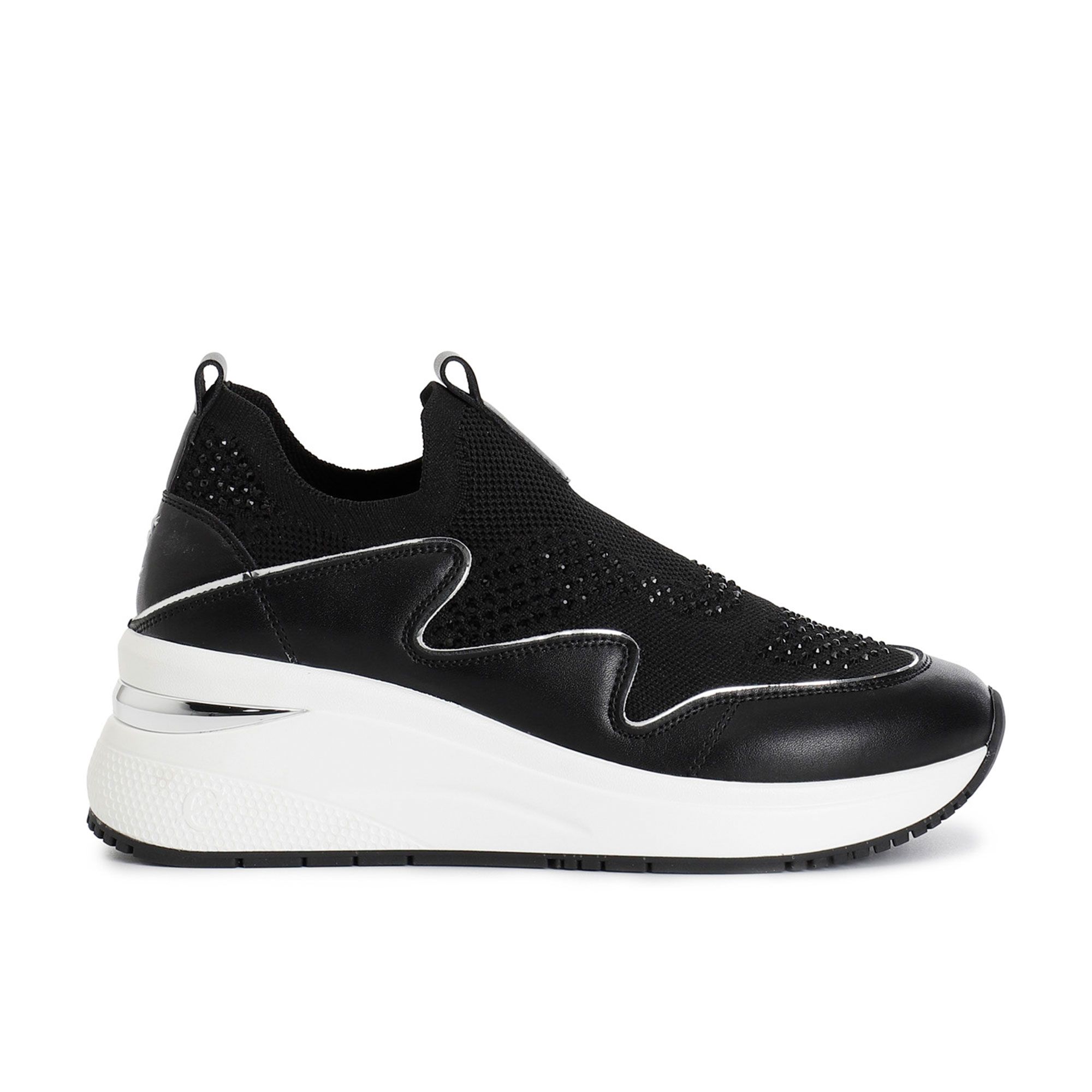 Cafè Noir Slip-on in tessuto e cuoio rivestito con zeppa 6 cm