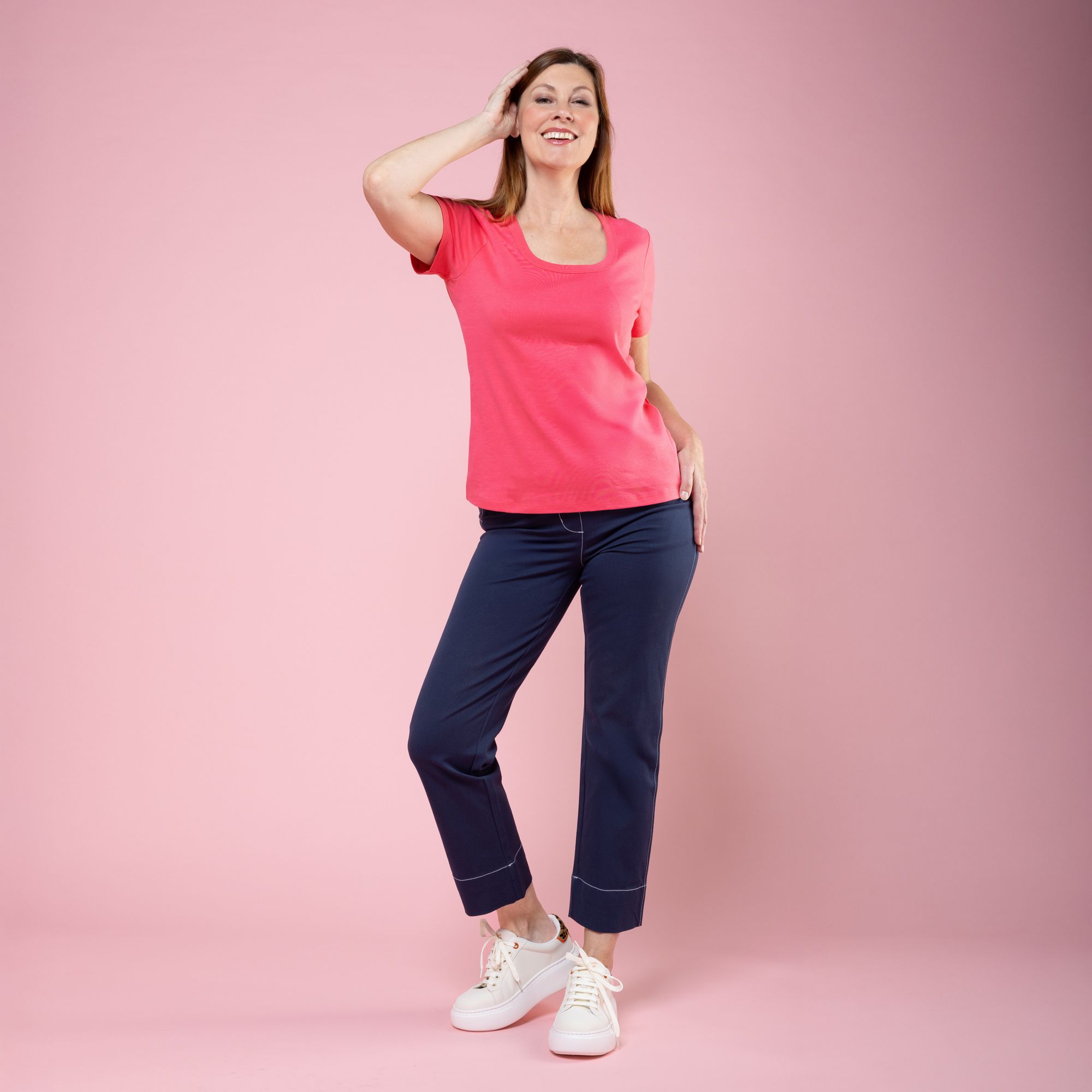 Isaac Mizrahi Live!
T-shirt scollo a U
a maniche corte
in cotone Pima