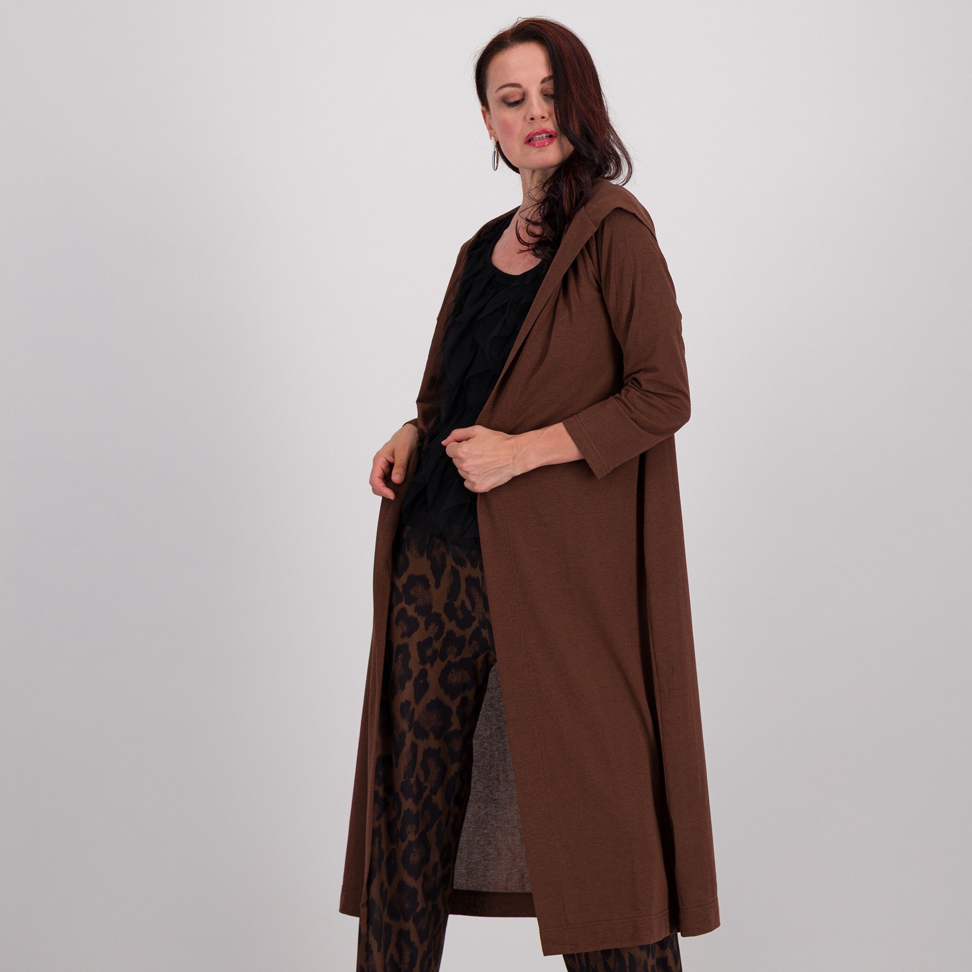 Caterina Lancini Cardigan lungo con cappuccio anche Petite