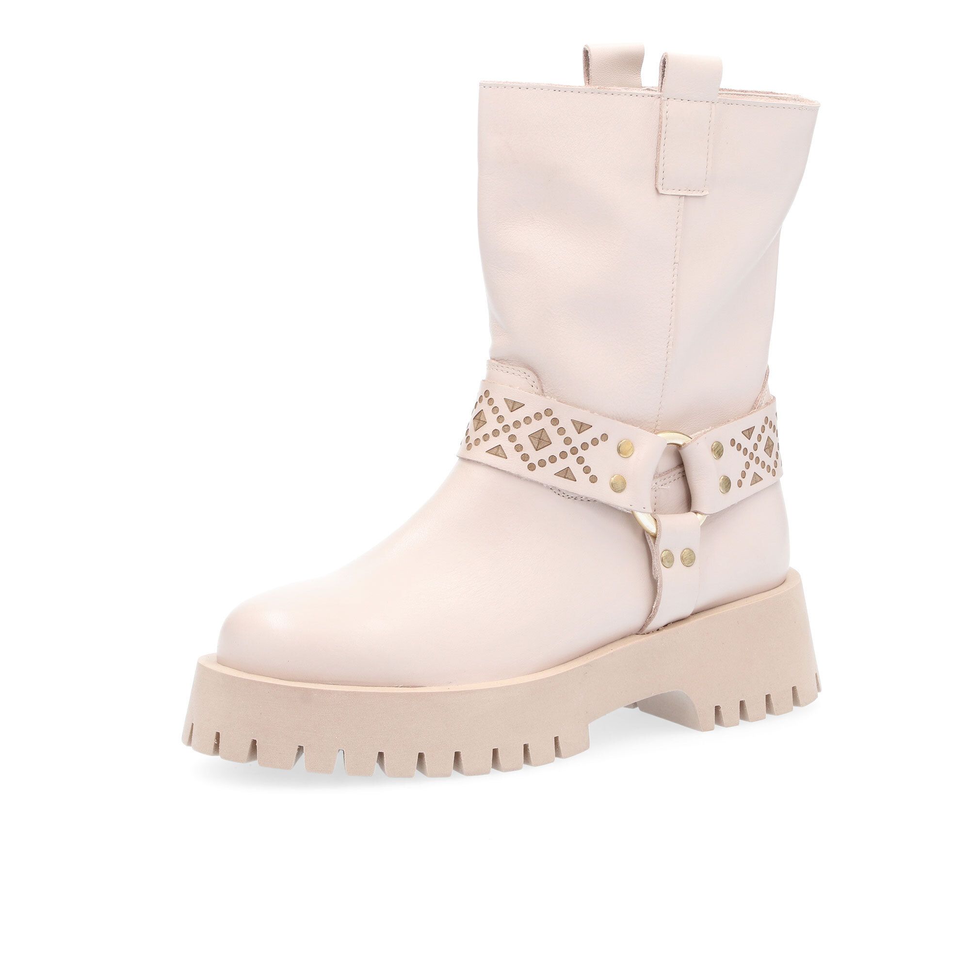 Galieti Biker in pelle con cinturini e suola carrarmato 5 cm