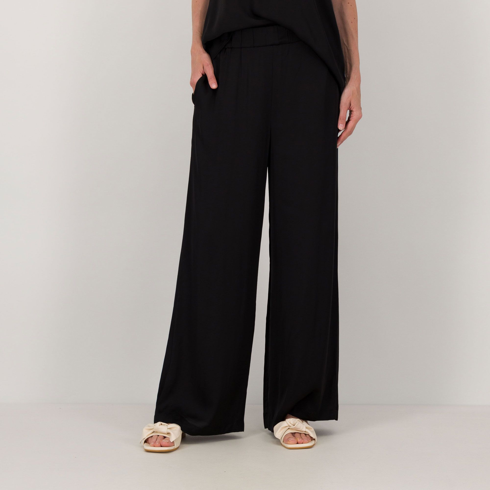 Caterina Lancini Pantaloni palazzo in raso con elastico