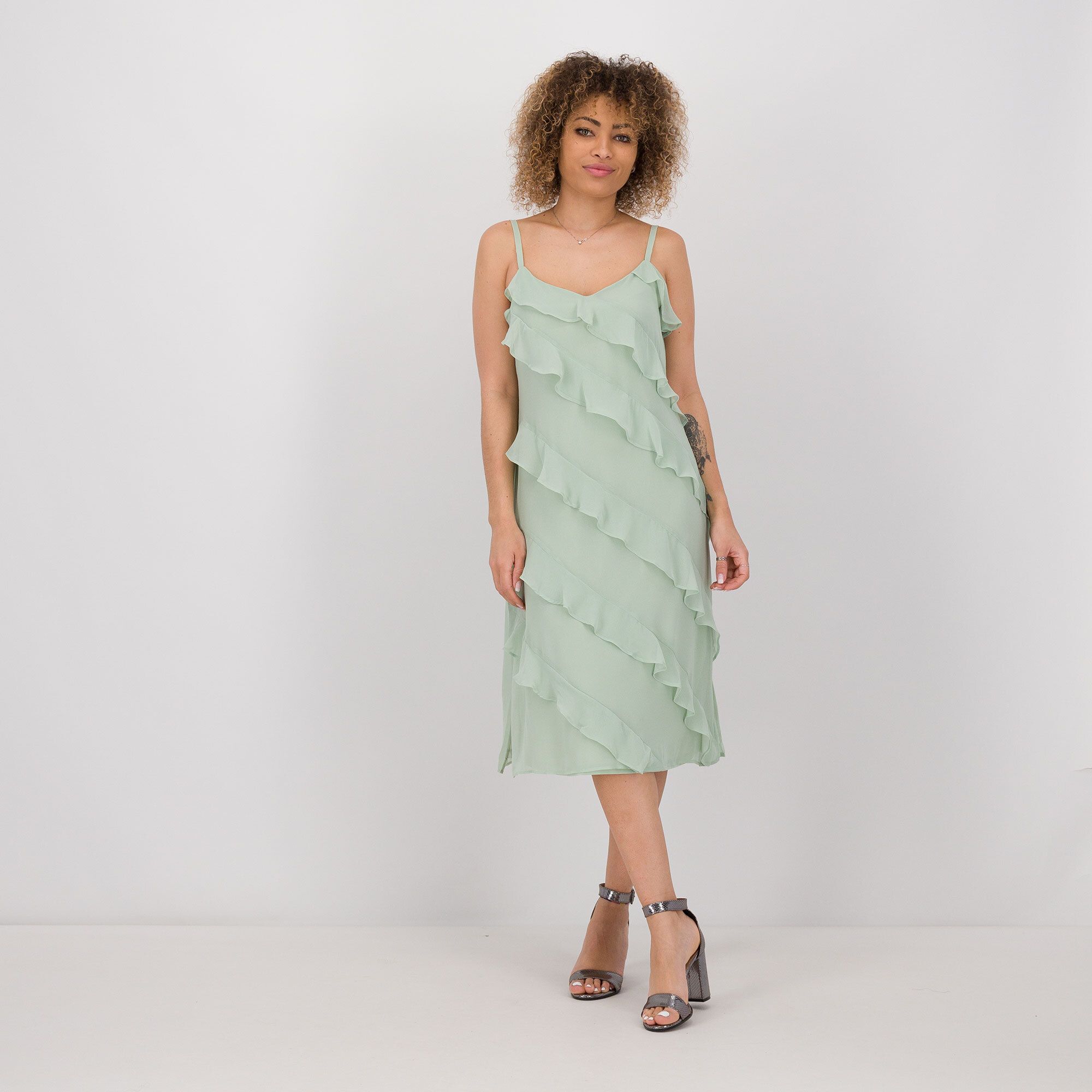 PARKER & ROWE
Abito lungo a
sottoveste in
chiffon foderato