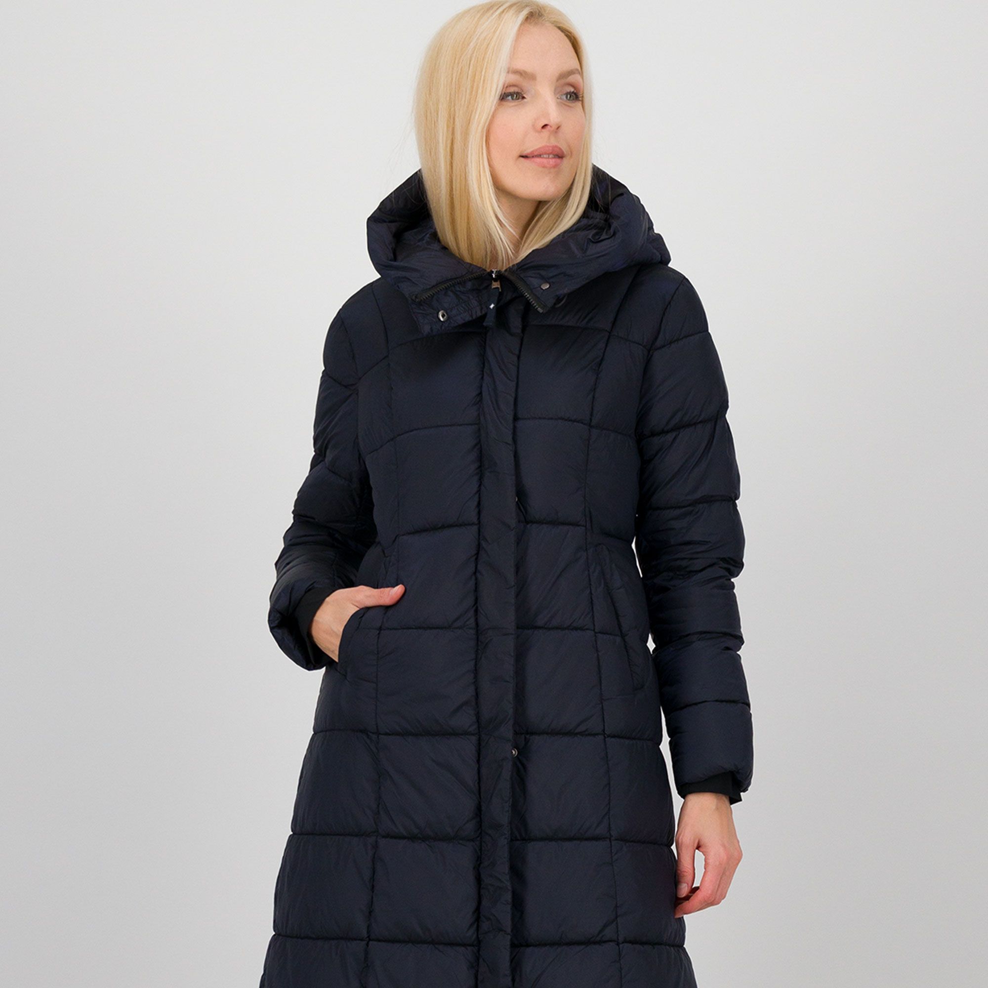 WESTLAND Piumino lungo imbottito con collo alto e cappuccio