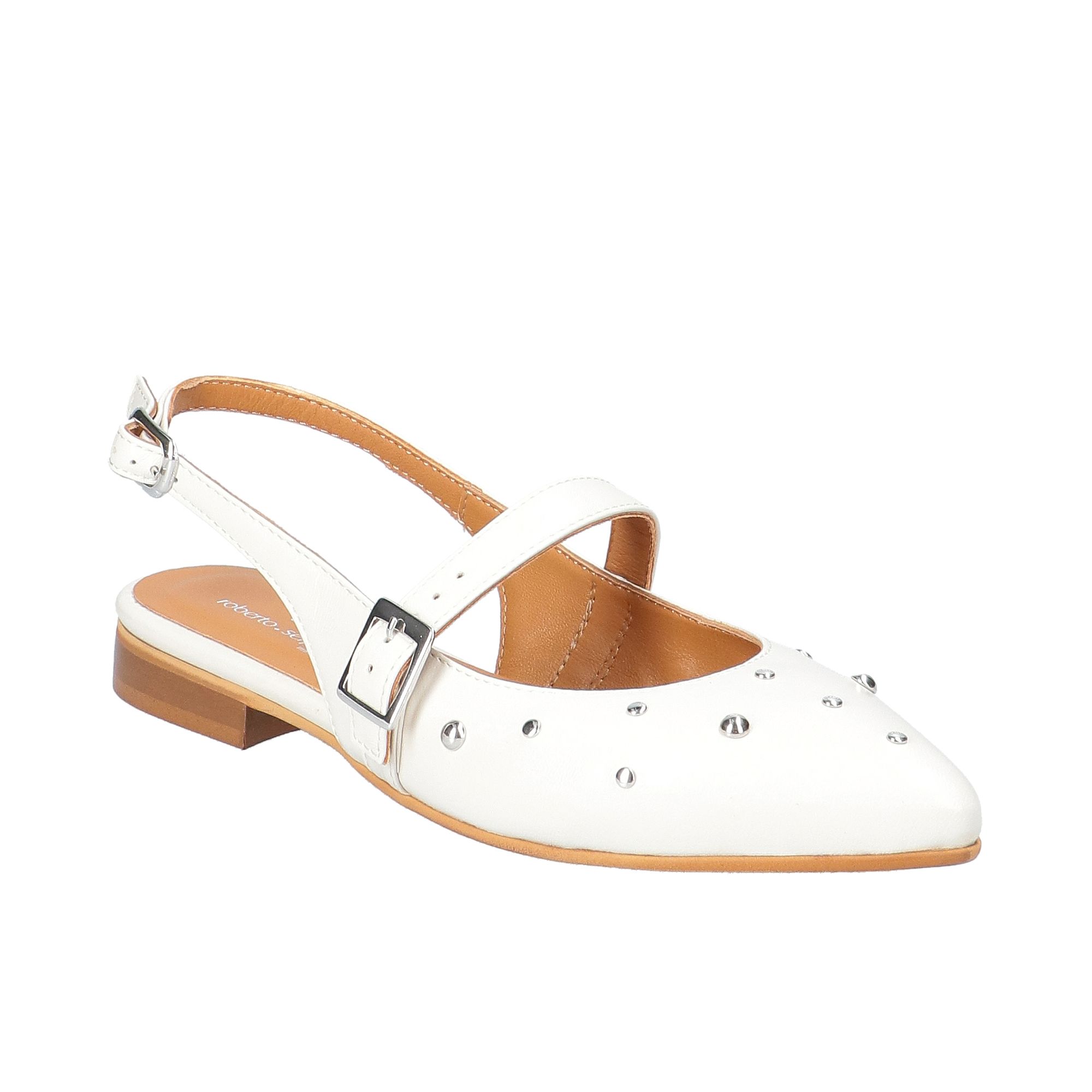 Le Serpentini Slingback in pelle con borchiette e tacco 2 cm