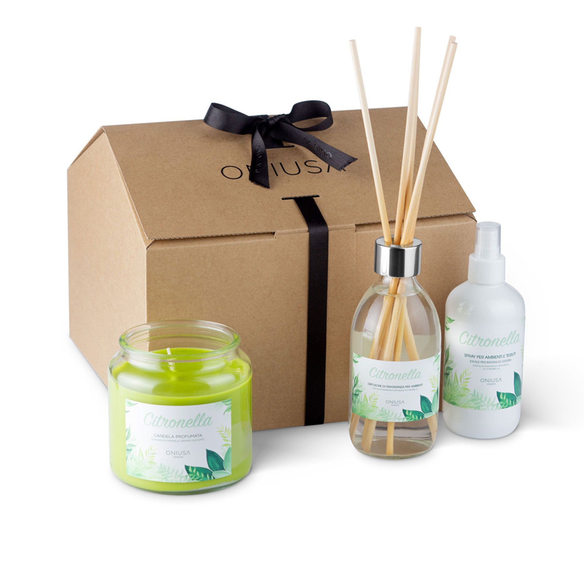Oniusa Venezia
Kit con diffusore,
candela e spray
ambiente e tessuti