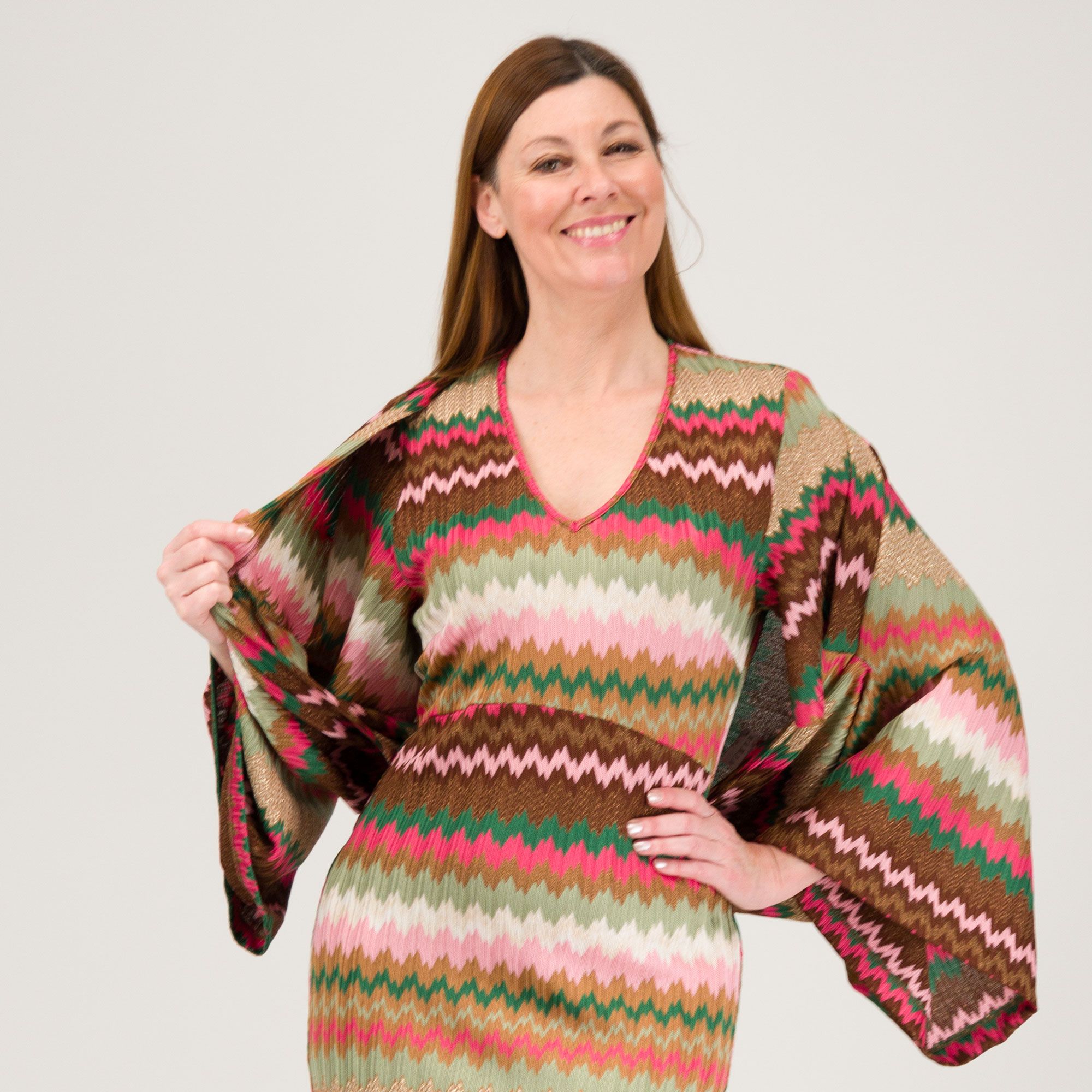 Extesa Coprispalle in maglia jacquard fantasia con maniche 3/4