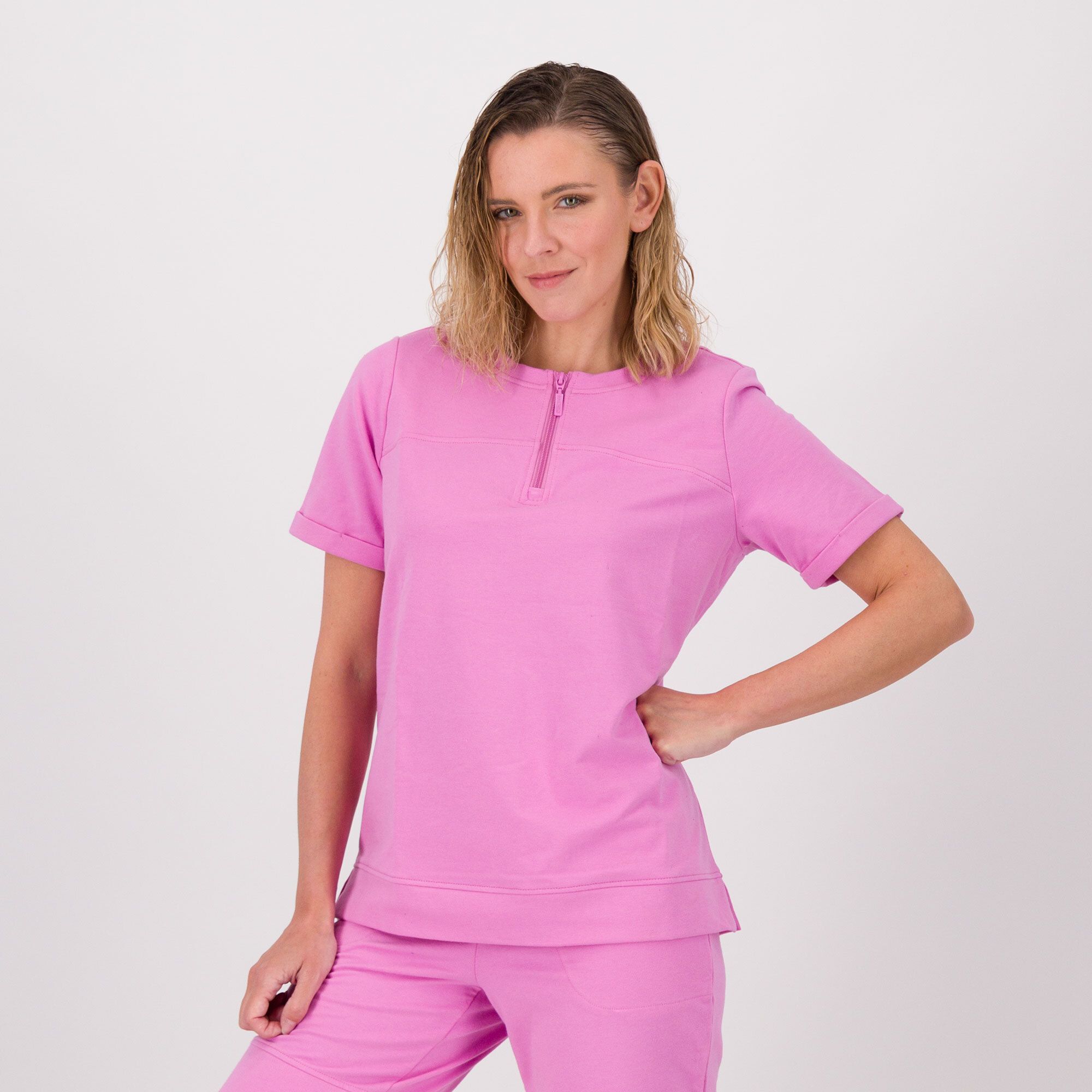 Denim & Co
Maglia in felpa
di cotone stretch 
a maniche corte