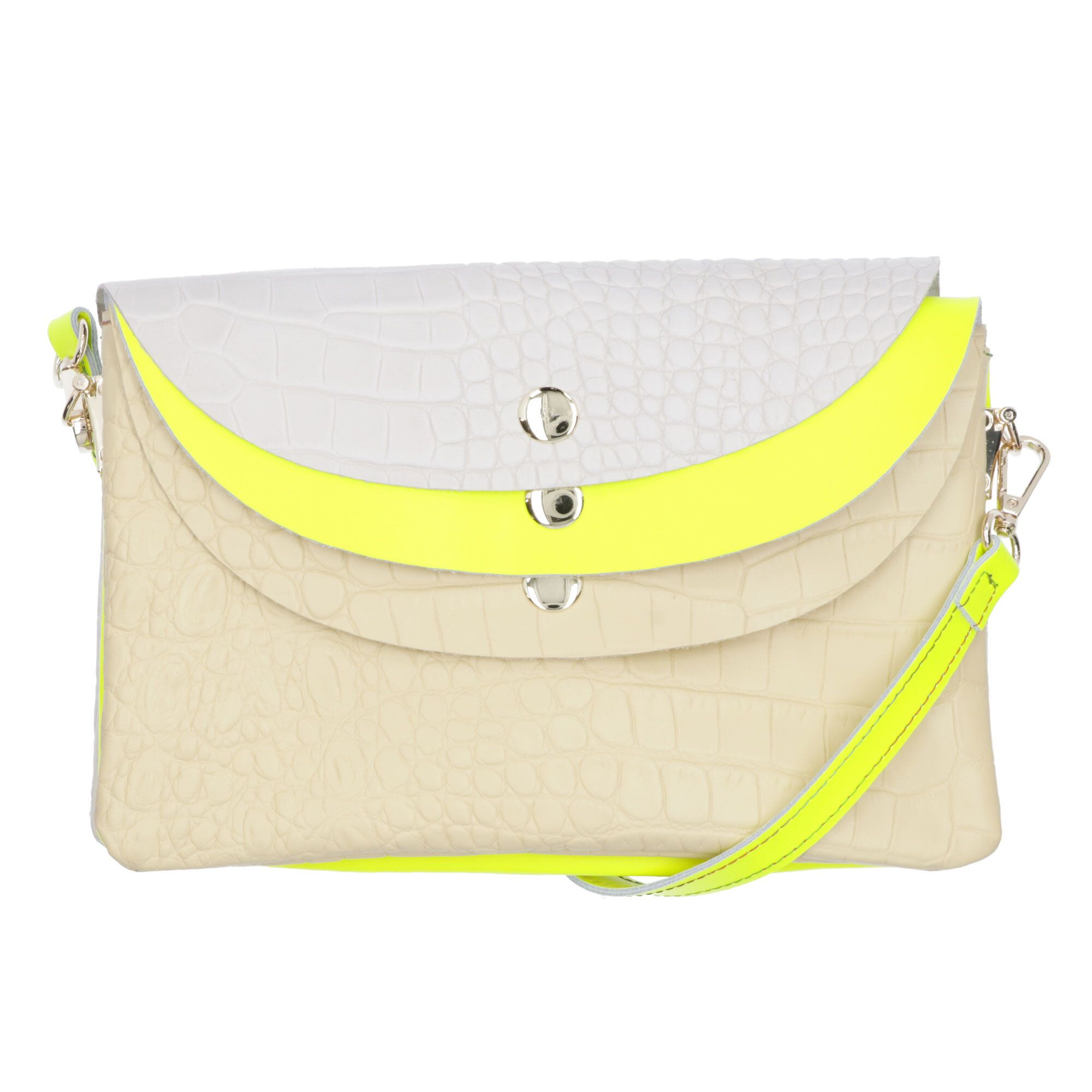 Ebarrito
Pochette in pelle 
patchwork con 
tracolla removibile