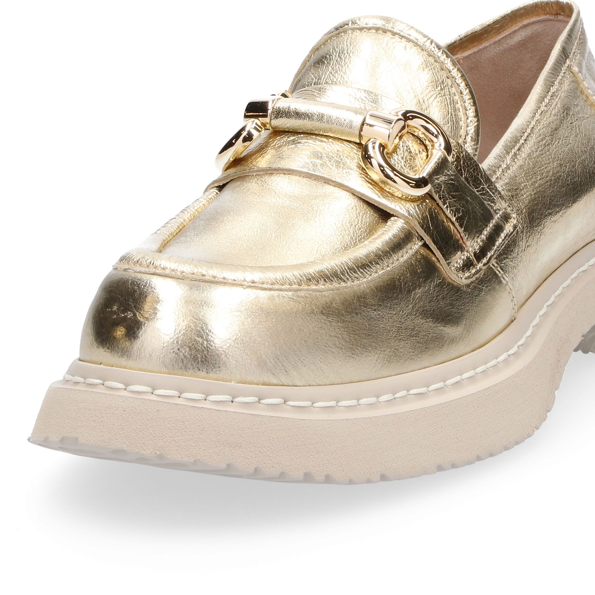 Faire Mocassini in pelle laminata effeto crackle e tacco 3 cm