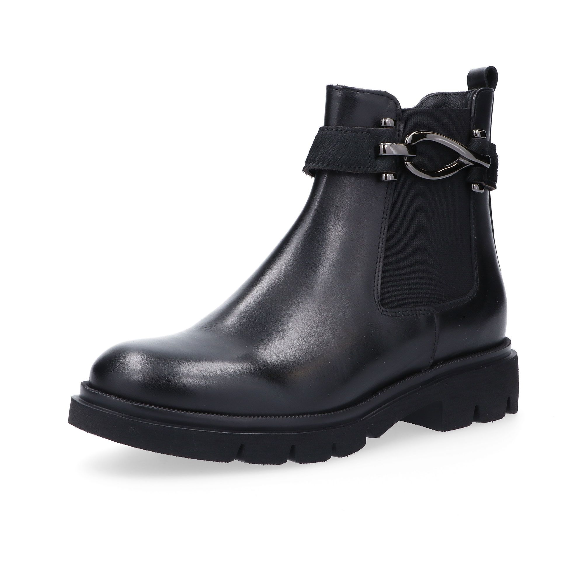 Galieti Stivaletti in pelle con inserto in cavallino e tacco 4cm