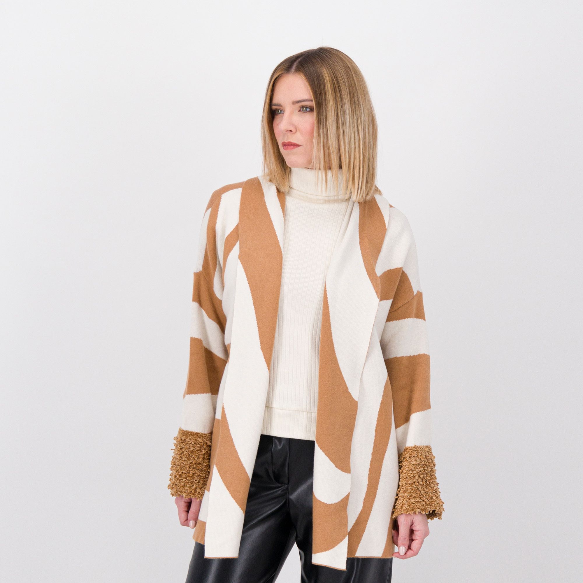 Wynne Layers Cardigan aperto in maglia jacquard con manica lunga