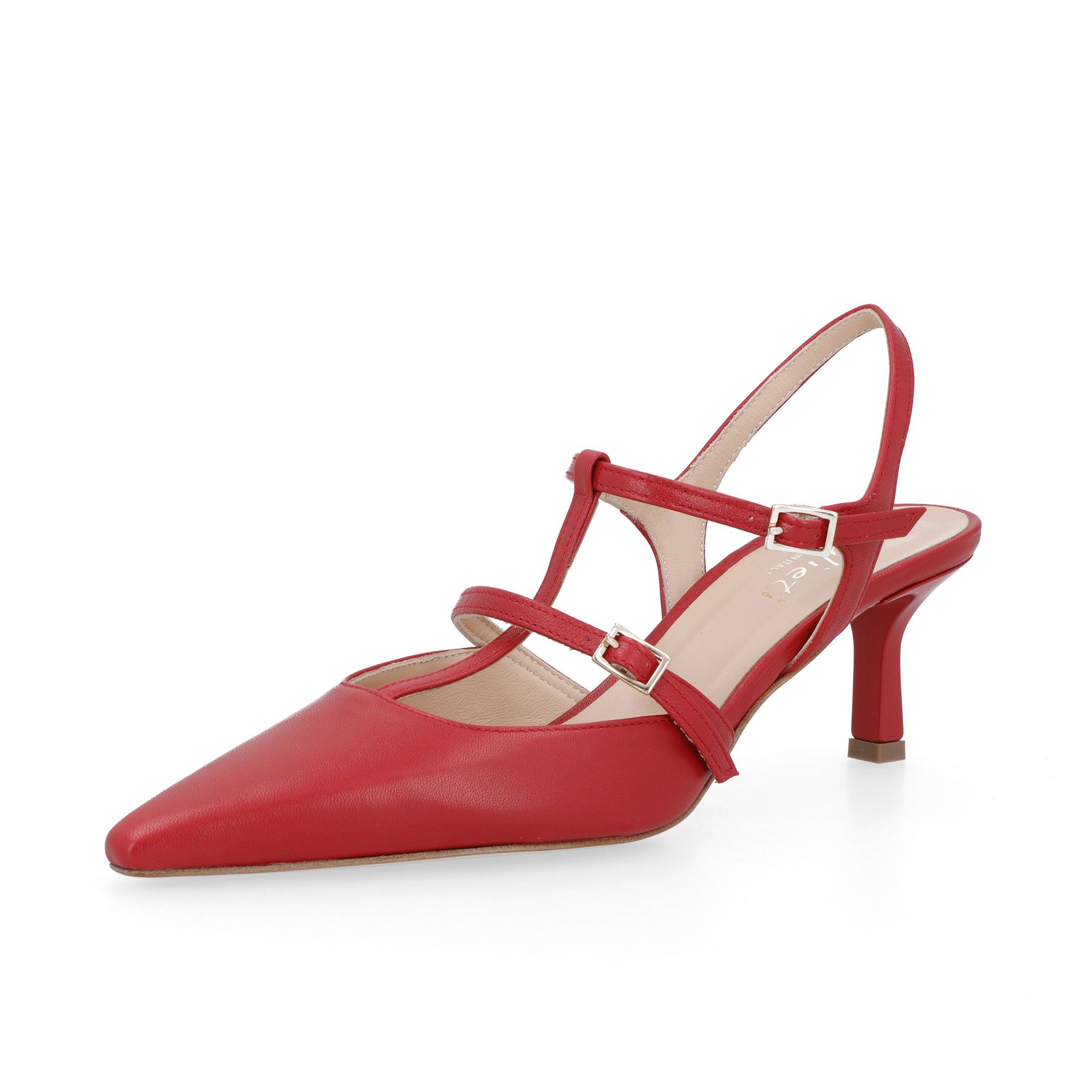 Galieti Slingback in pelle con 2 cinturini e tacco 5 cm