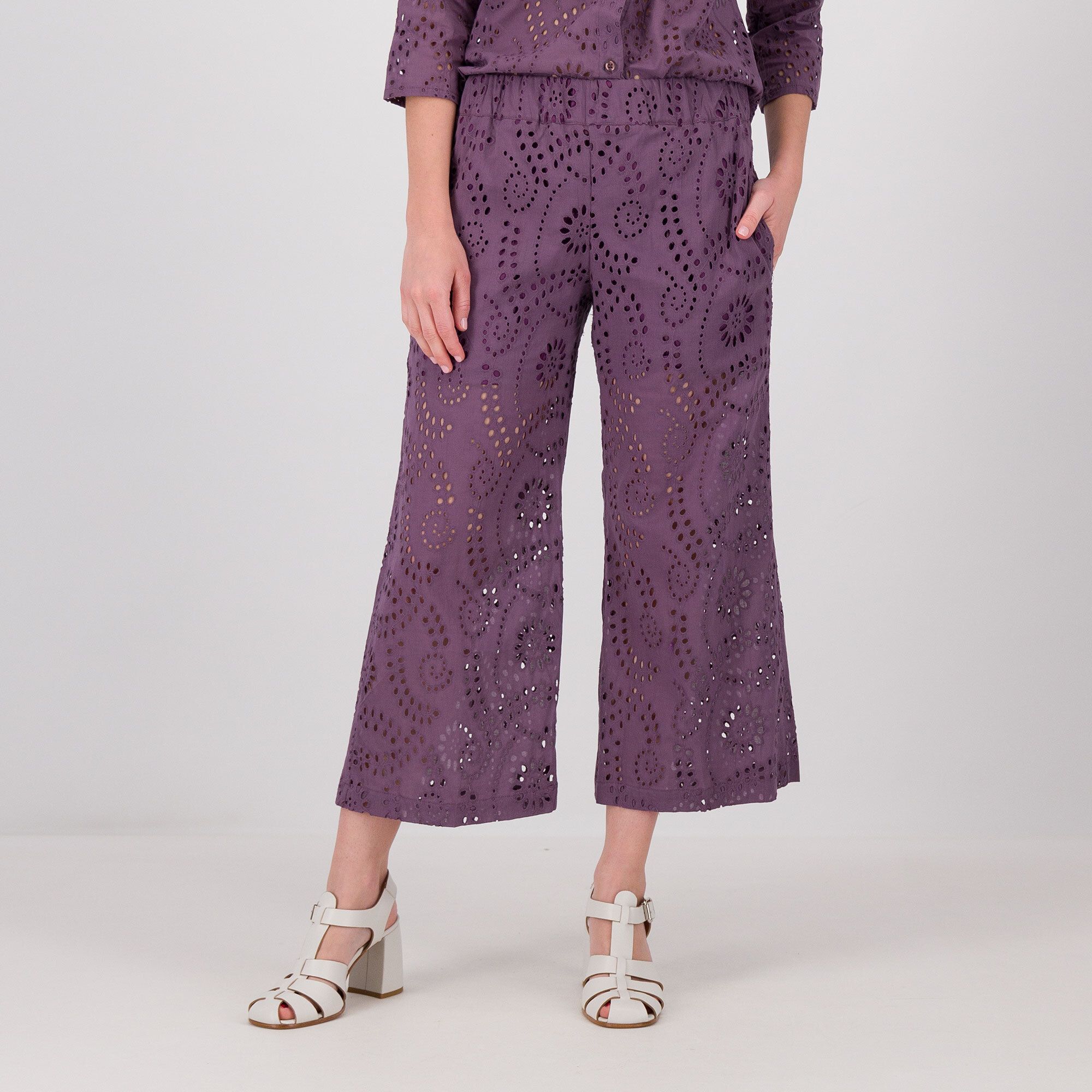 M’ama Pantaloni ampi in pizzo Sangallo con fodera