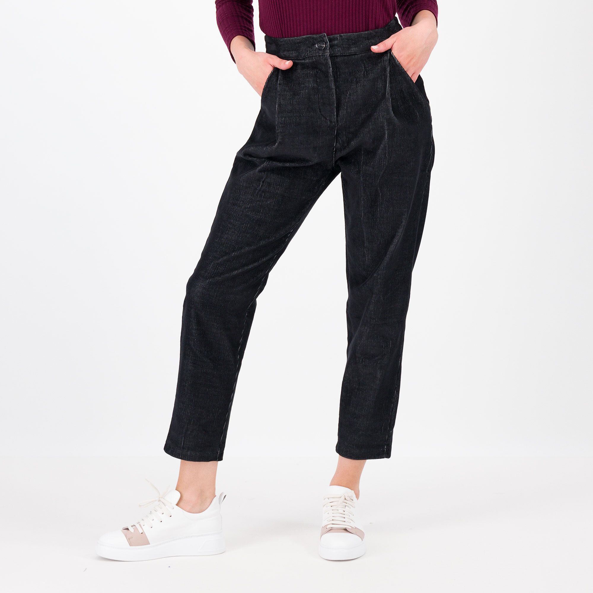 QVC LUCREZIA SCIORTINO Pantaloni a carota in velluto 1000 righe