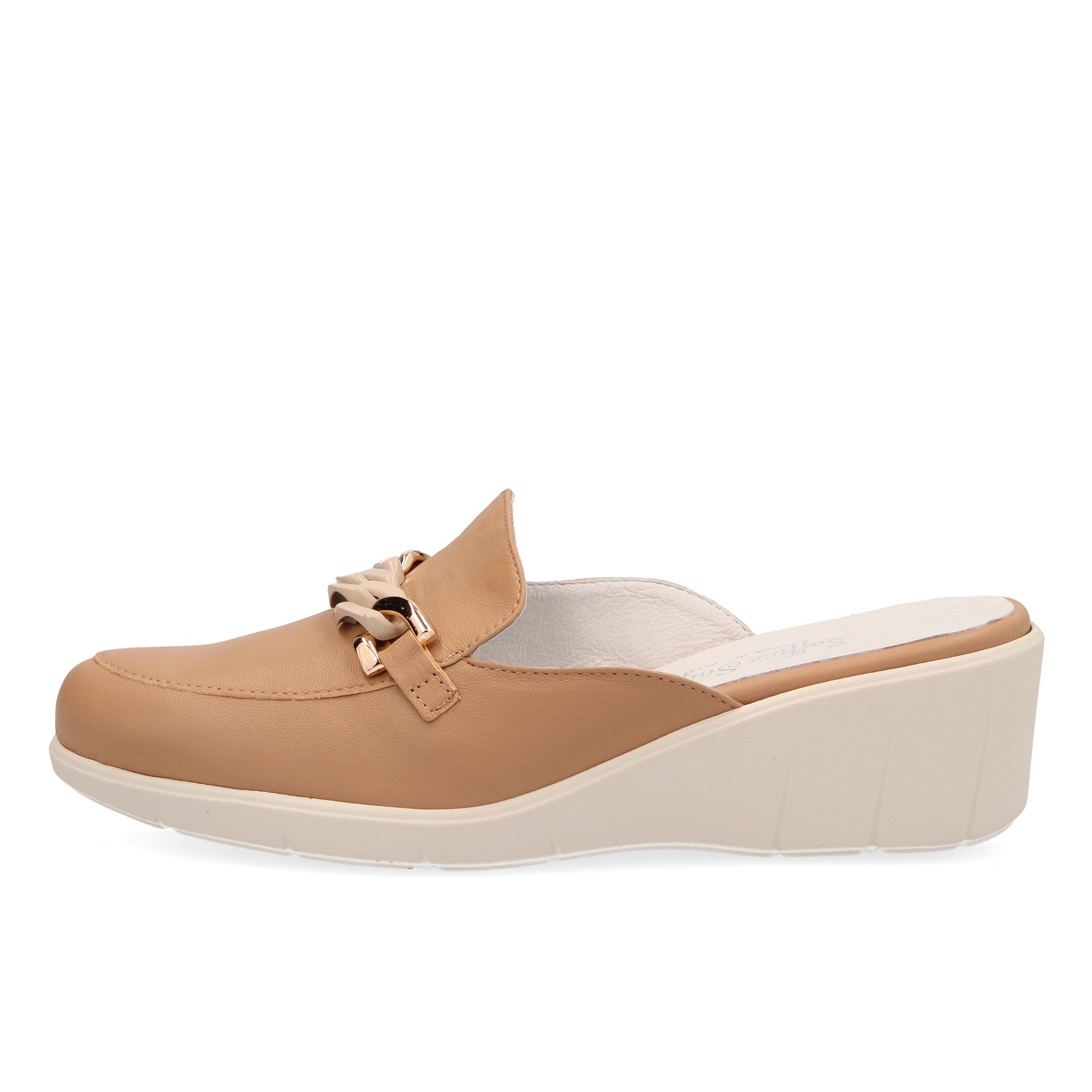 Soffice Sogno Sabot in pelle con catena e zeppa