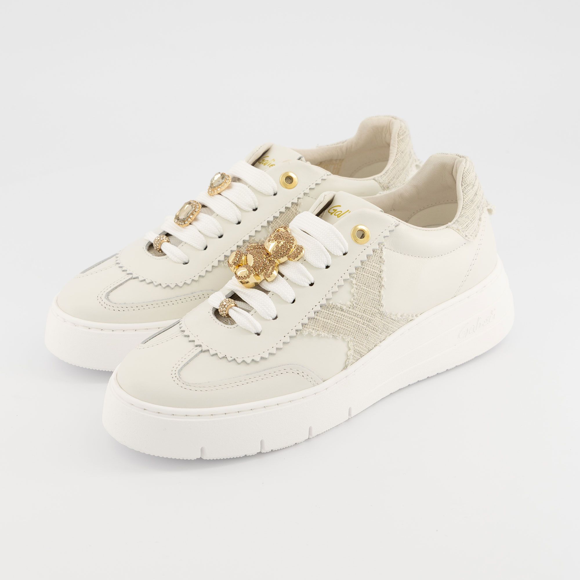 Galieti Sneaker in pelle con inserti e suola 4,5 cm