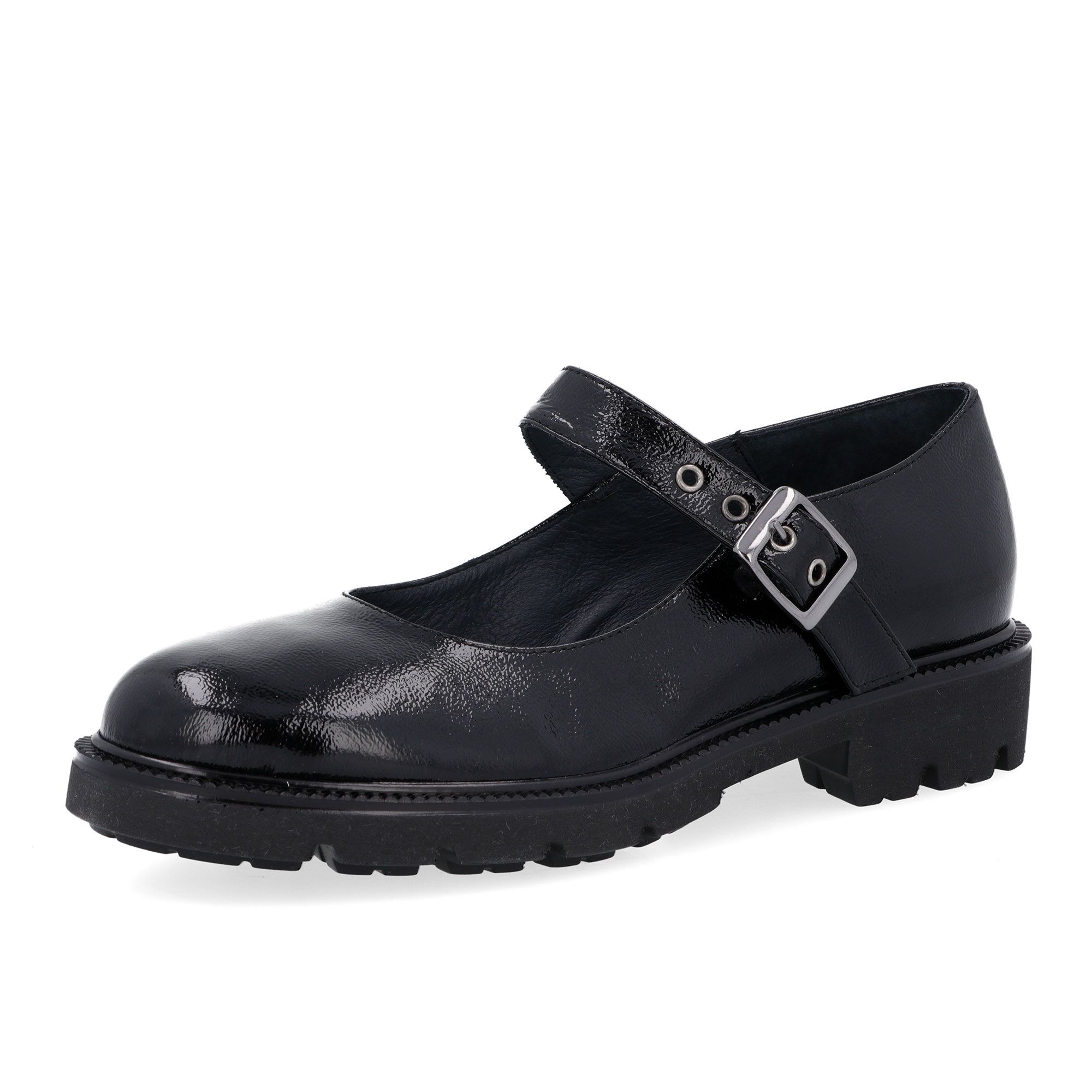 Soffice Sogno
Mary Jane in pelle
effetto vernice
con suola carrarmato