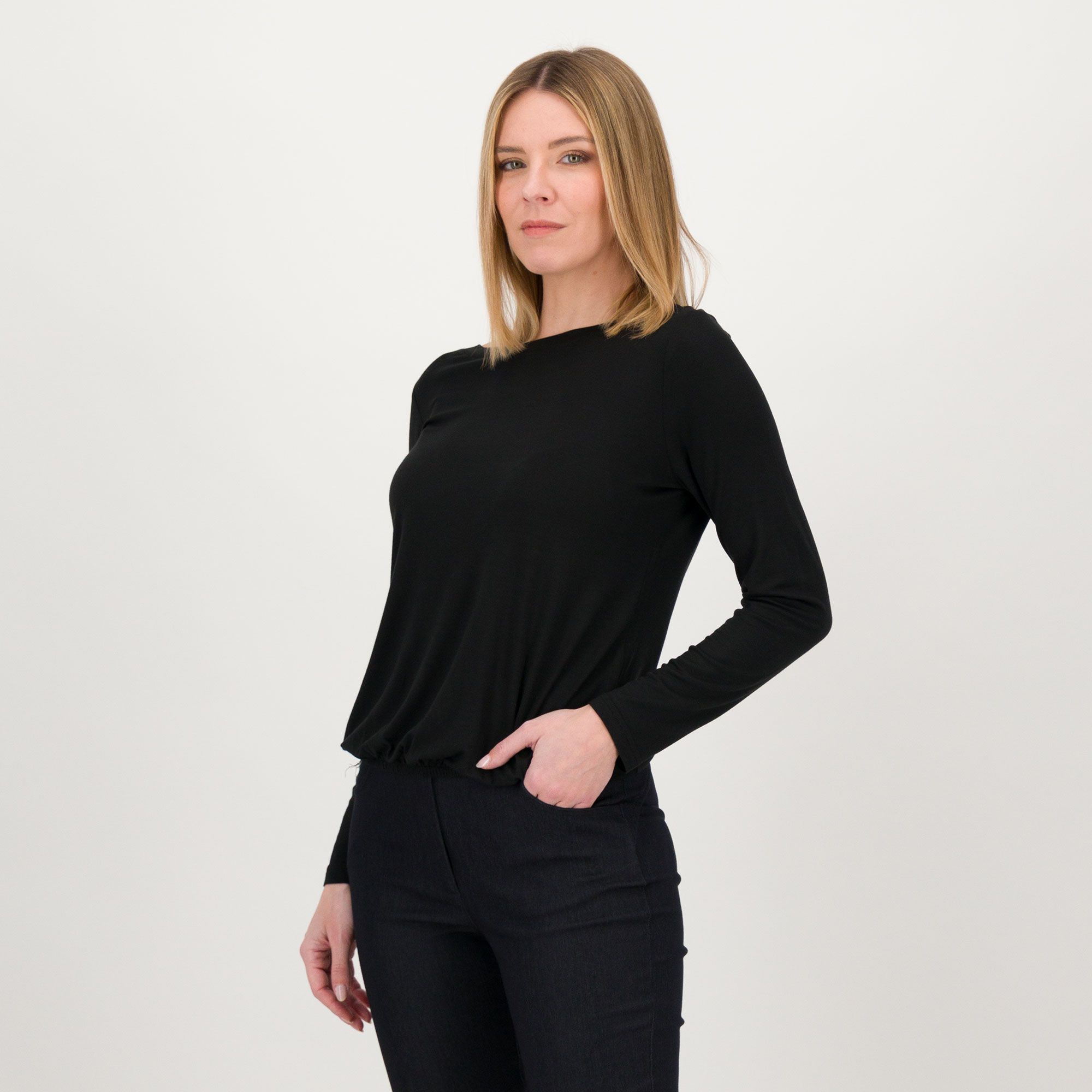 Officina della Moda Maglia in jersey con maniche lunghe ed elastico al fondo