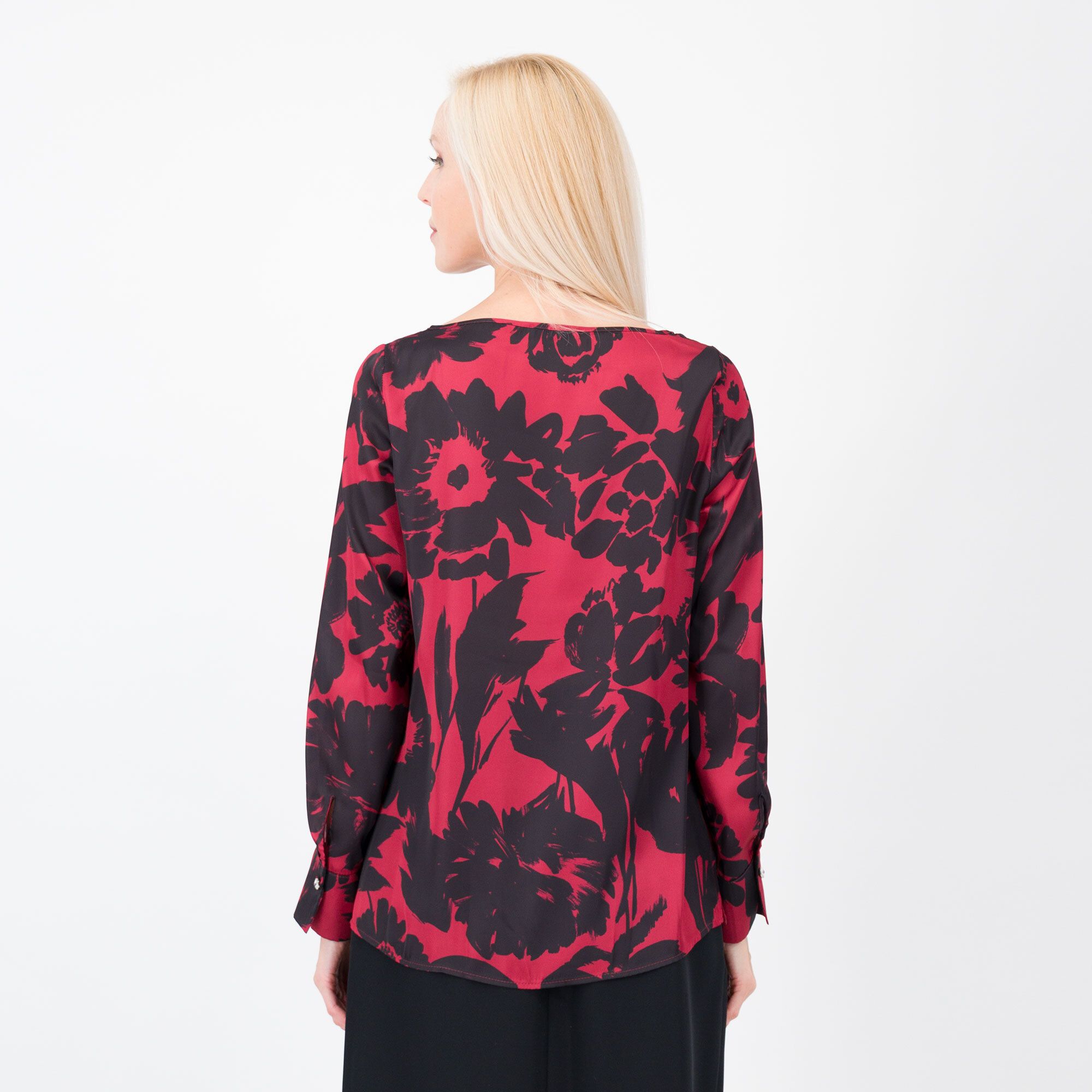 Caterina Lancini Blusa fantasia con bottoni gioiello