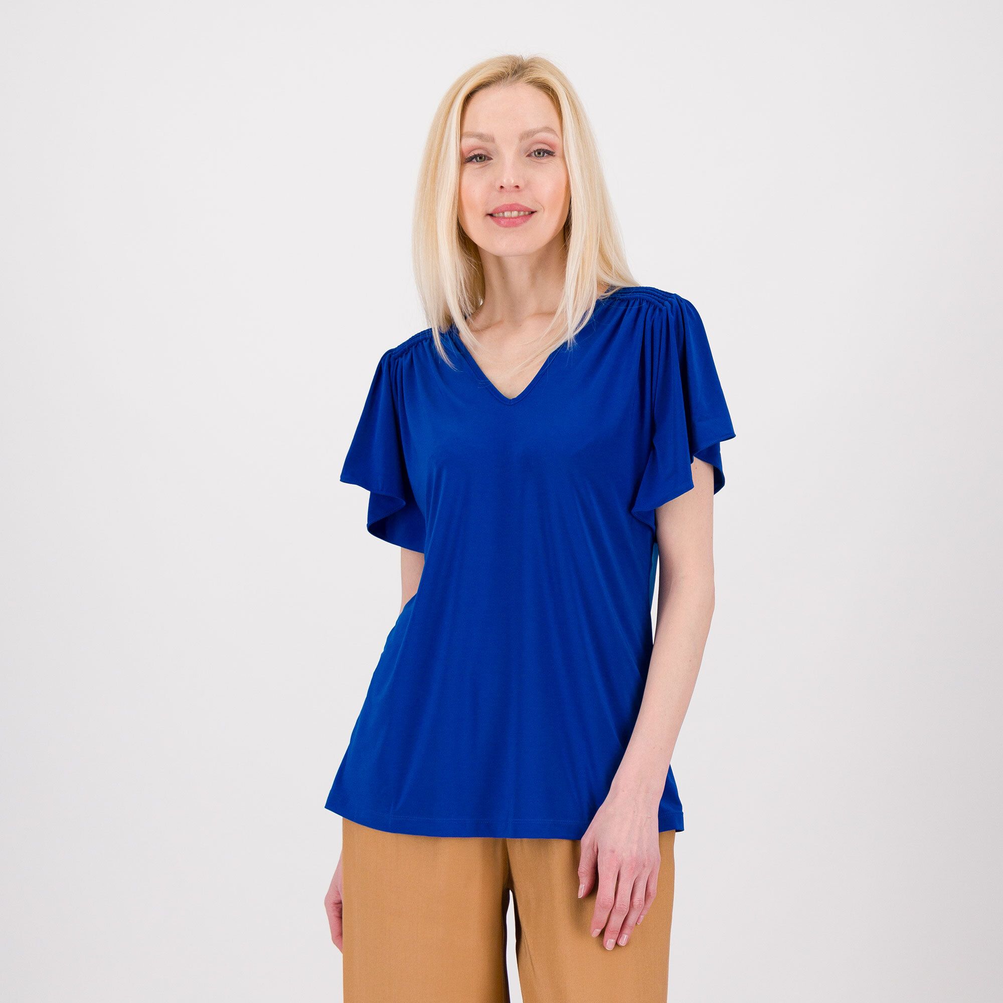 Nina Leonard Maglia in jersey con maniche corte a farfalla
