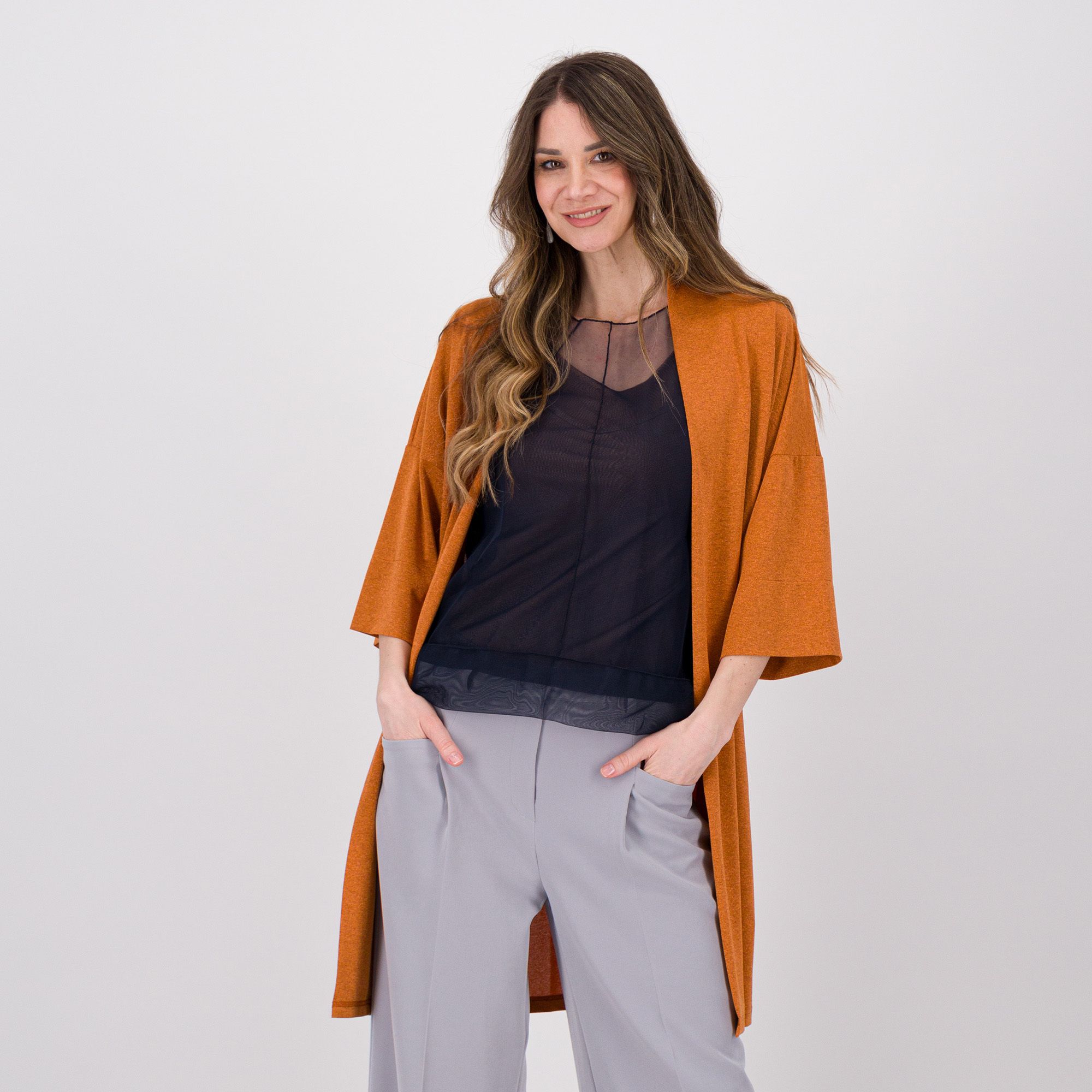 Caterina Lancini
Cardigan in jersey 
lamé
collo a scialle