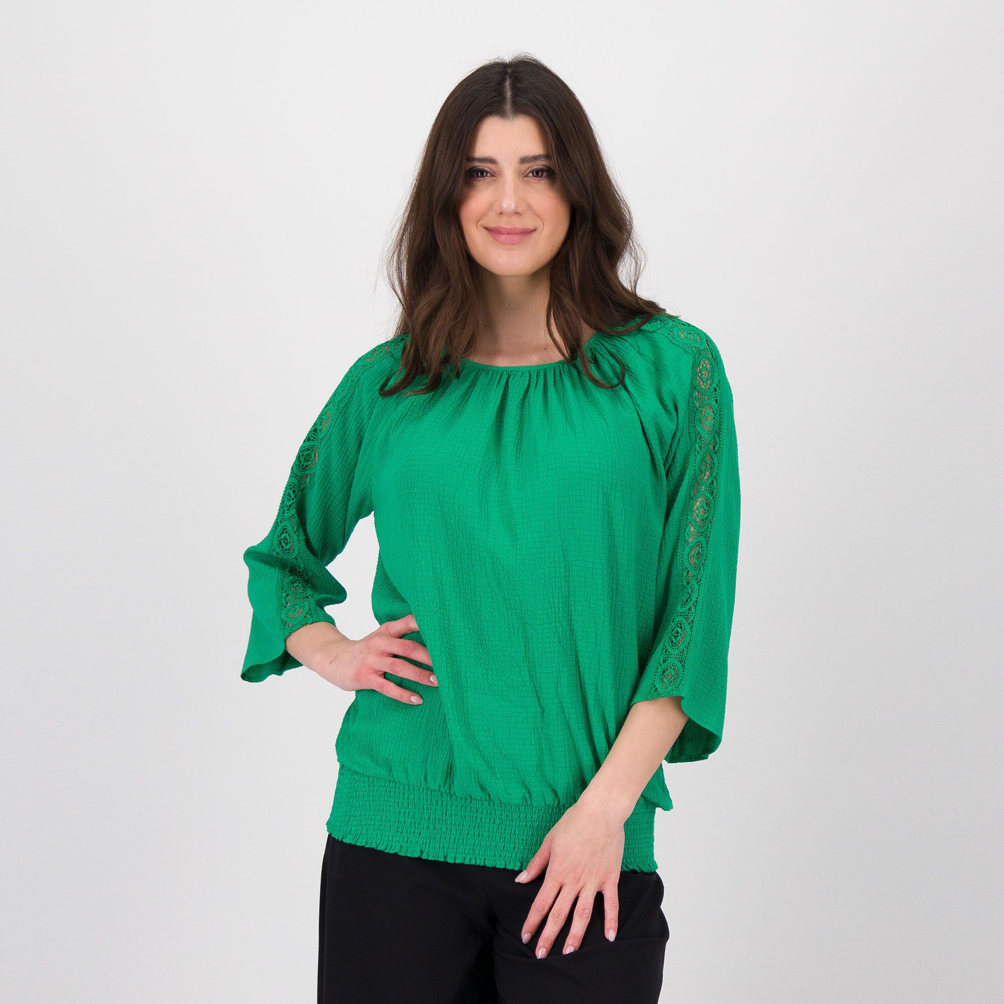 Nina Leonard Blusa in tessuto smock con maniche 3/4