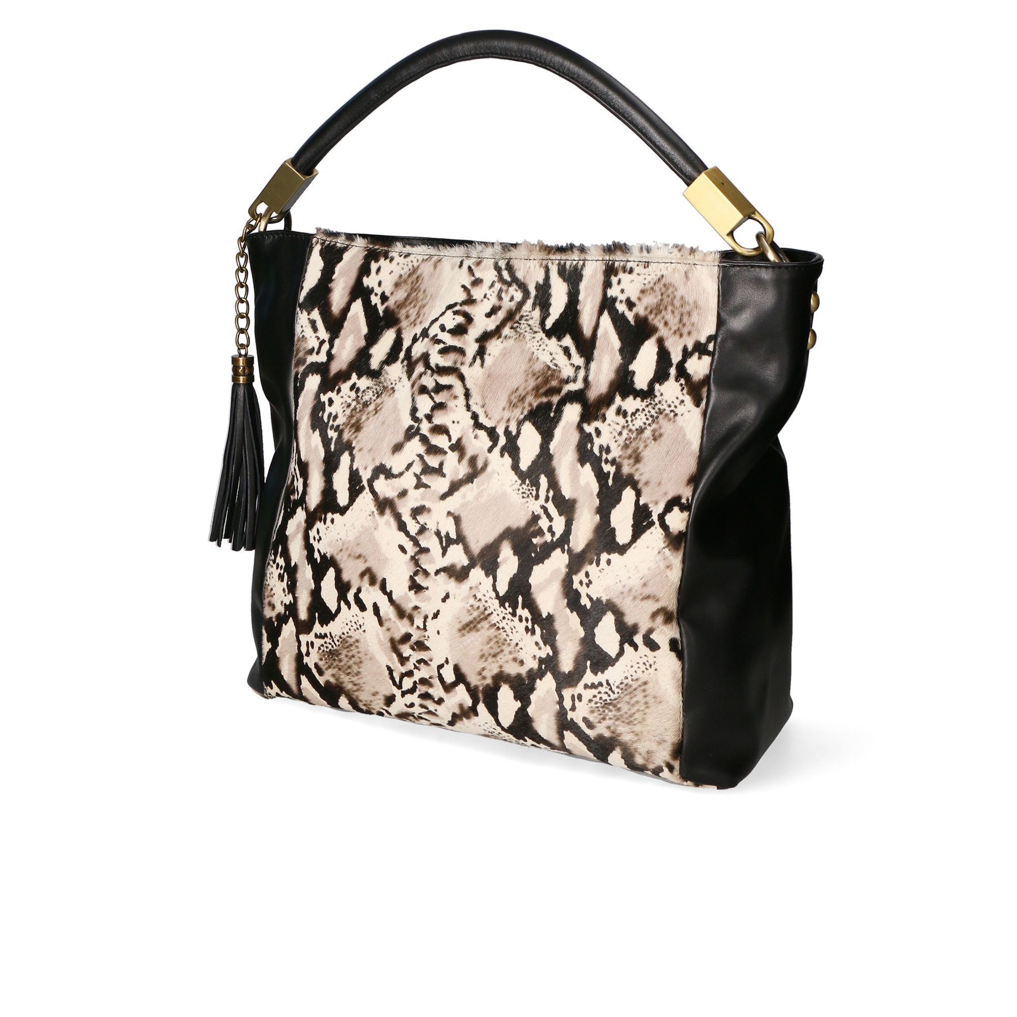 Chiara Ferretti Borsa in pelle con inserti in cavallino e zip