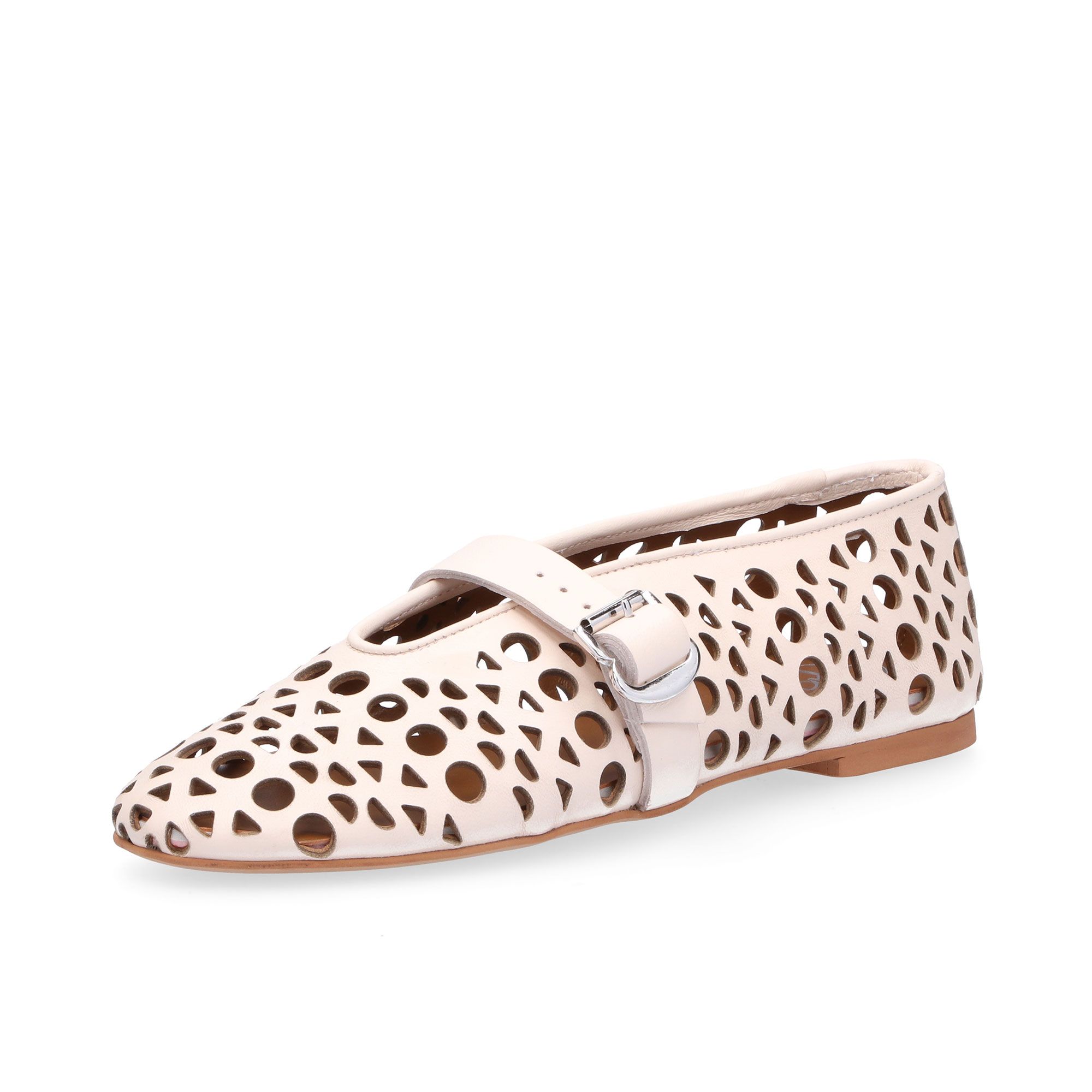 Gioia A. Ballerine in pelle con motivo geometrico traforato e cinturino