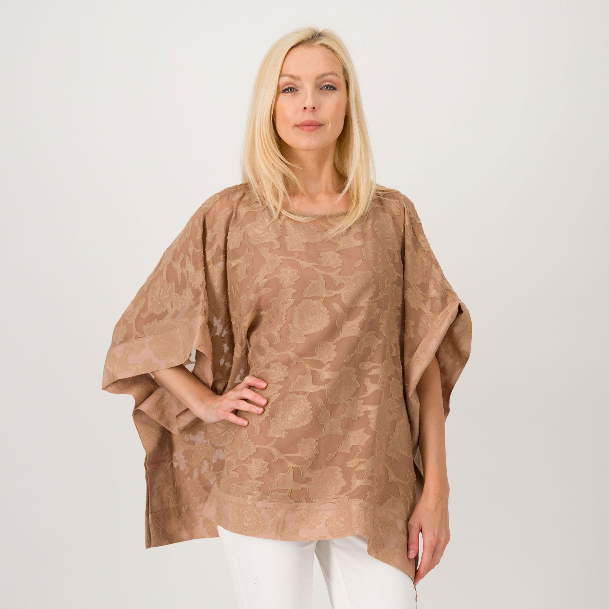 Nina Leonard Maglia a poncho in chiffon
