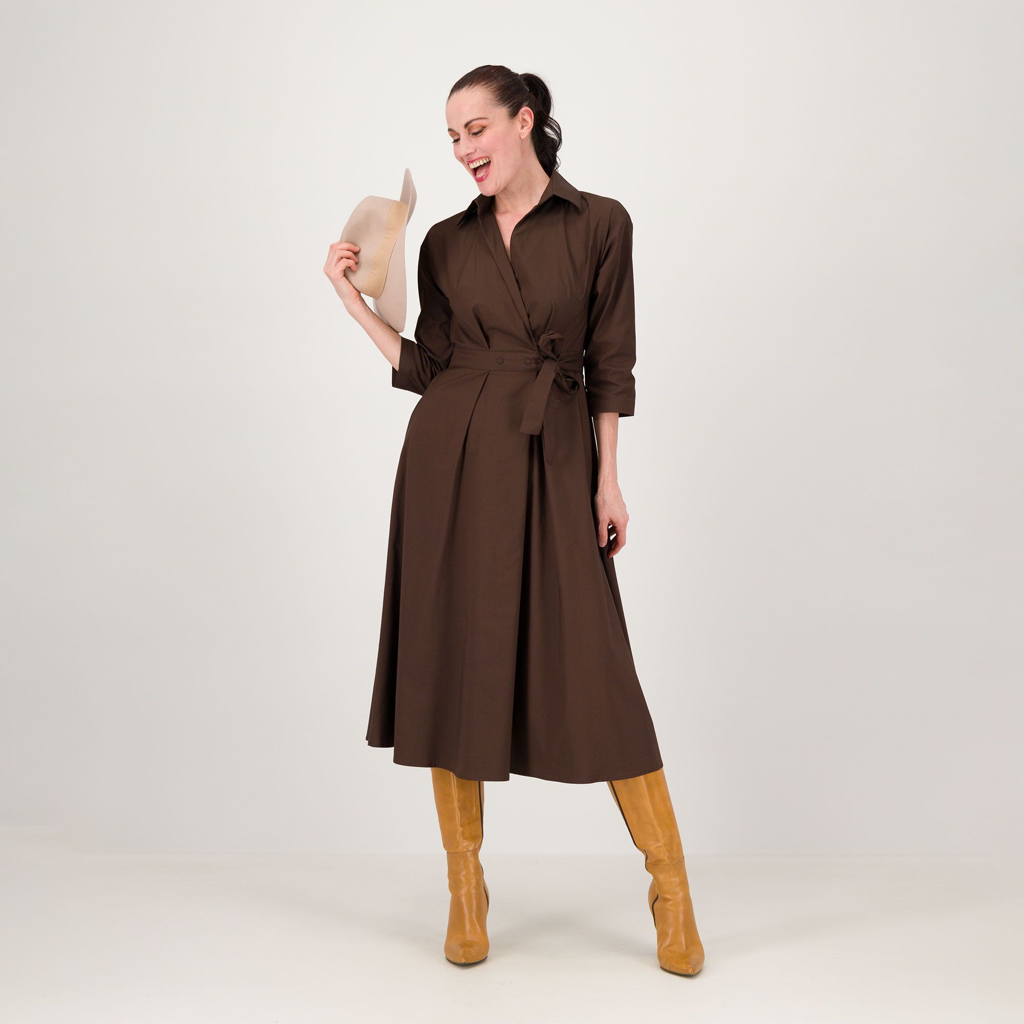 SottoMarino Abito midi in misto cotone stretch con collo a camicia