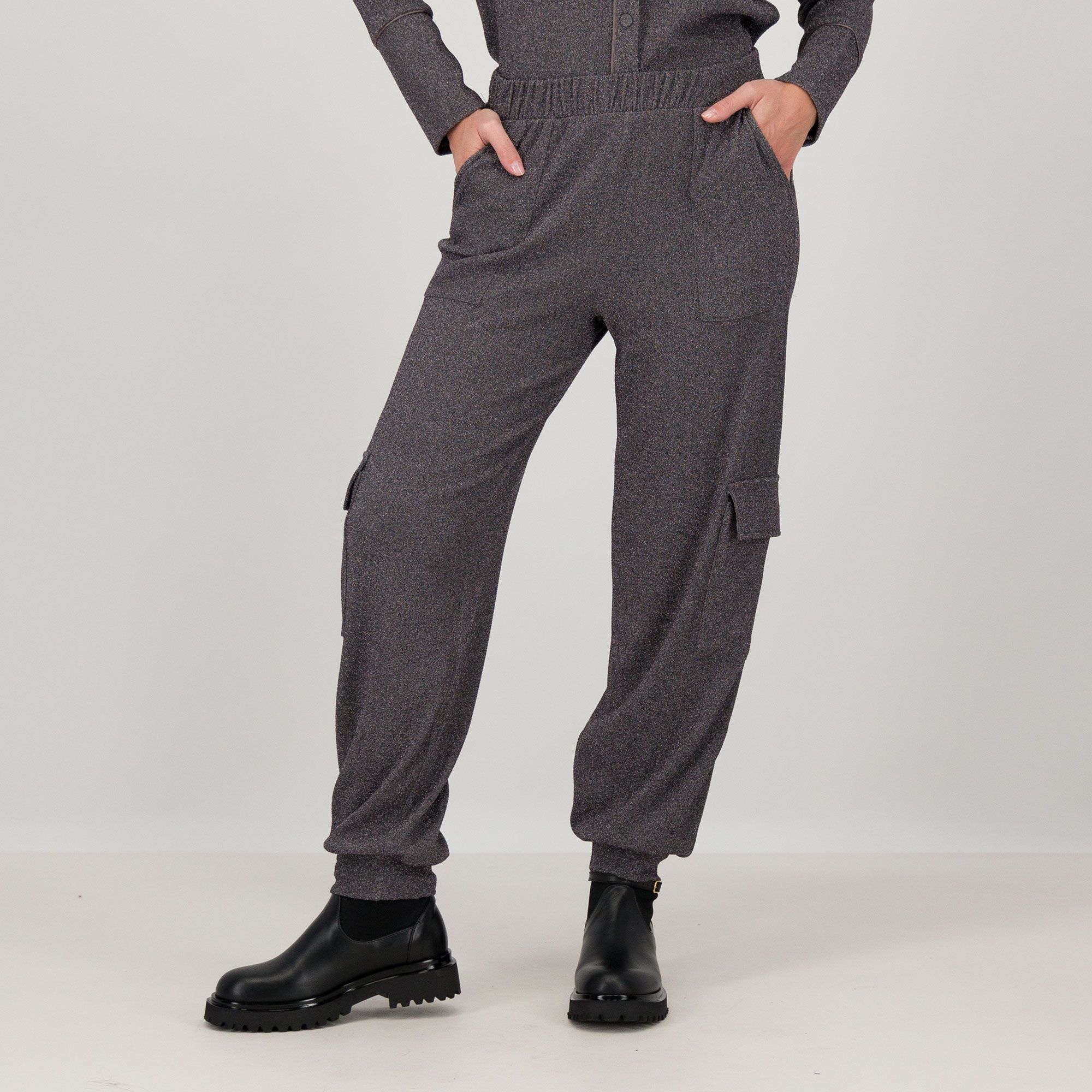 PALAZZO MODA
Pantaloni cargo
in jersey lamé