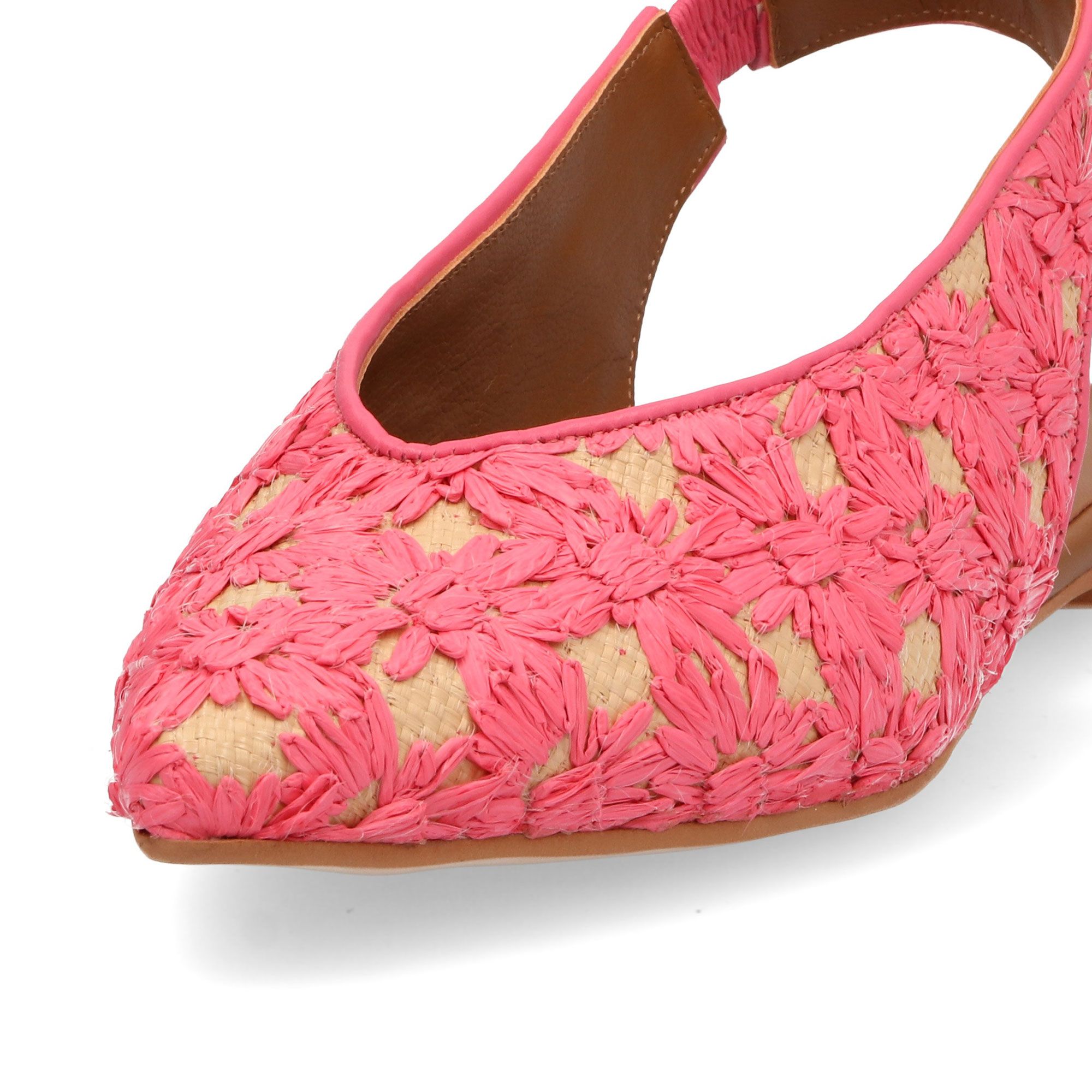 Gioia A. Sandali slingback in rafia con fiori ricamati, tacco 1,5cm