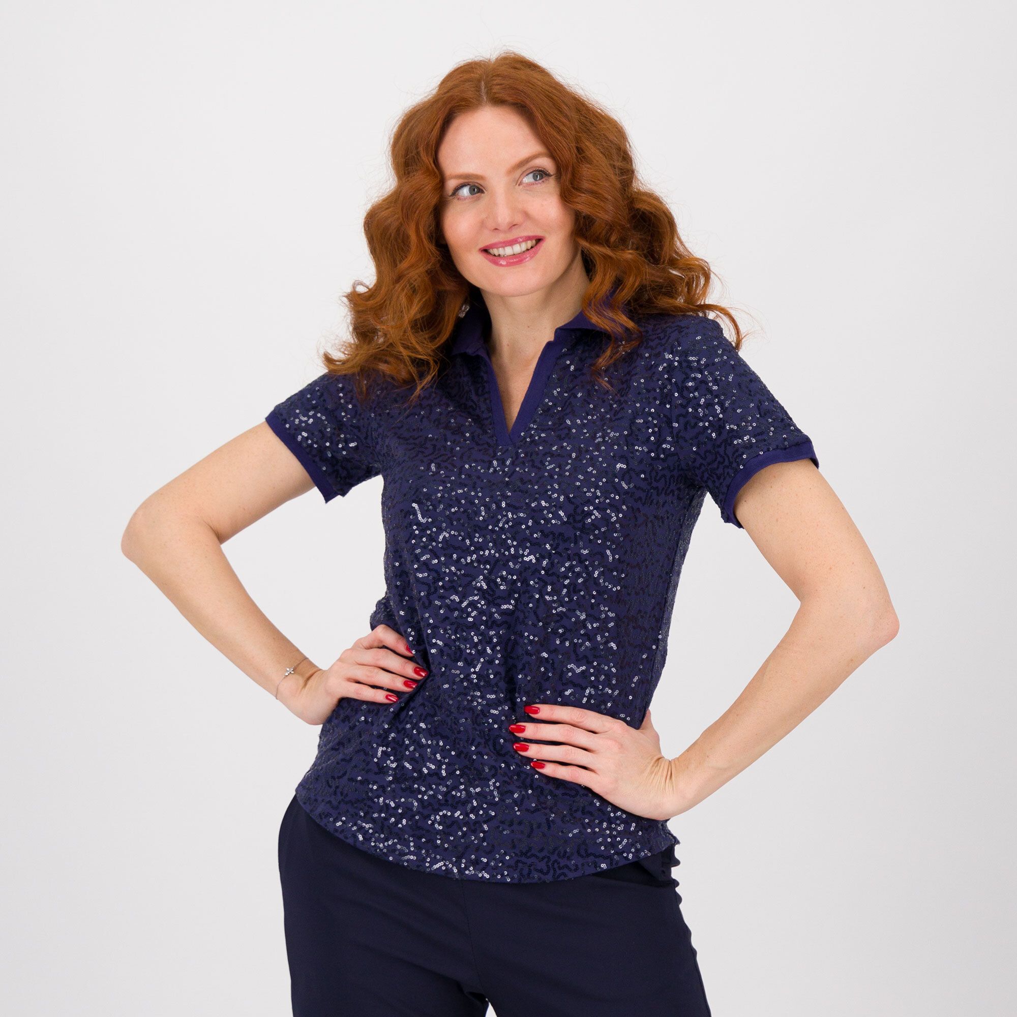 Isaac Mizrahi Live!
T-shirt con manica
corta, collo a polo
e paillettes