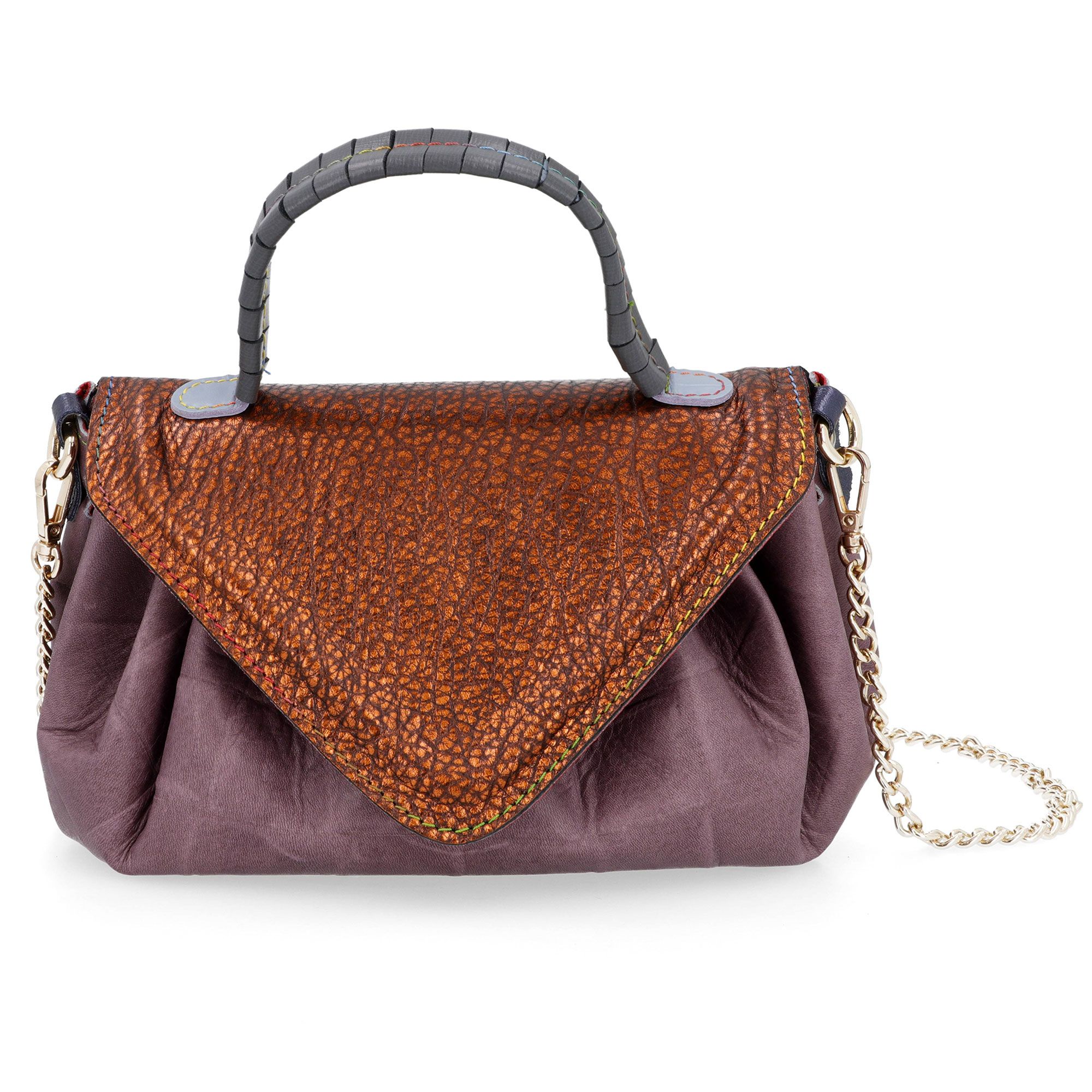 Ebarrito
Borsa a mano in pelle
patchwork + tracolla
in catena