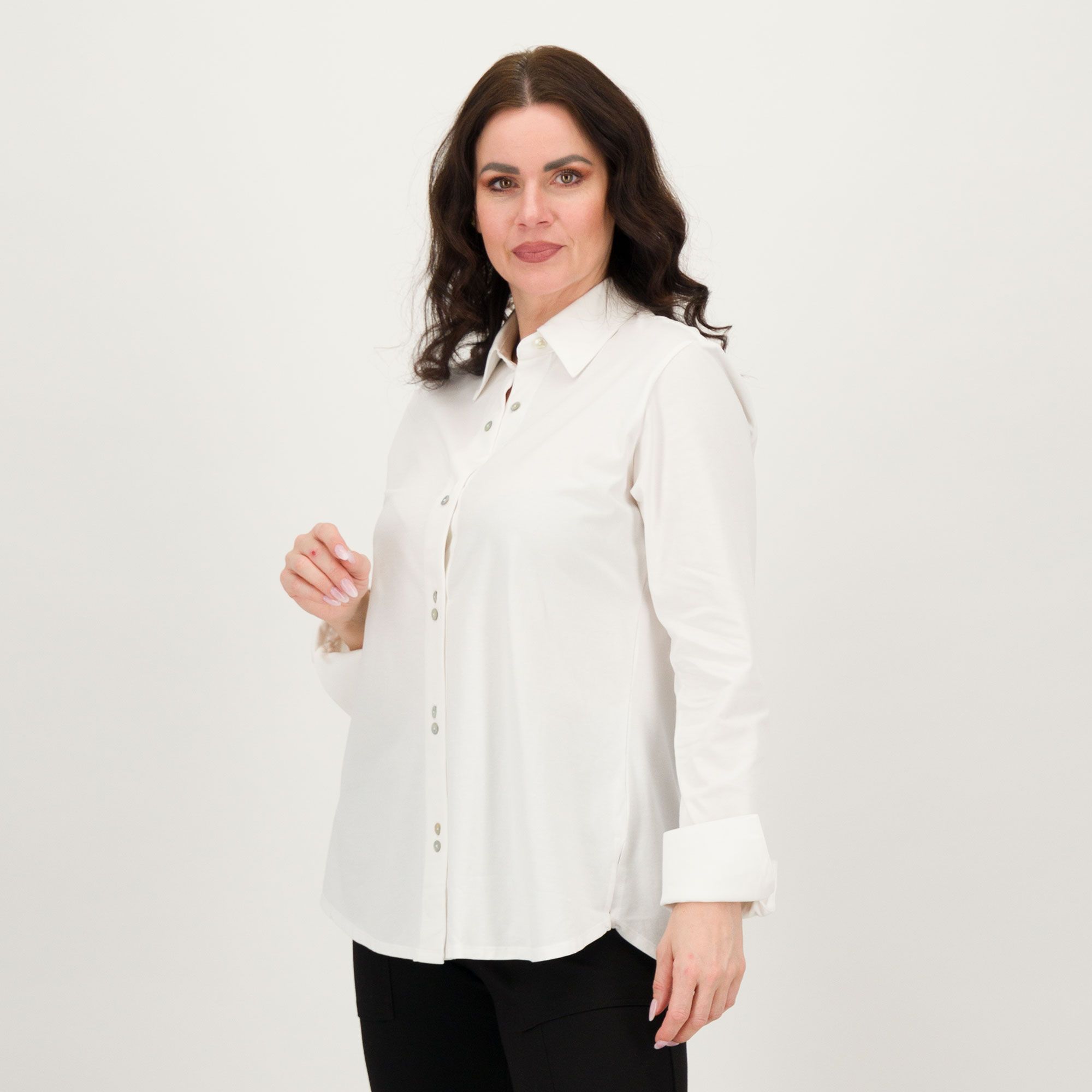 Wynne Layers Camicia manica lunga in cotone stretch con bottoni accoppiati