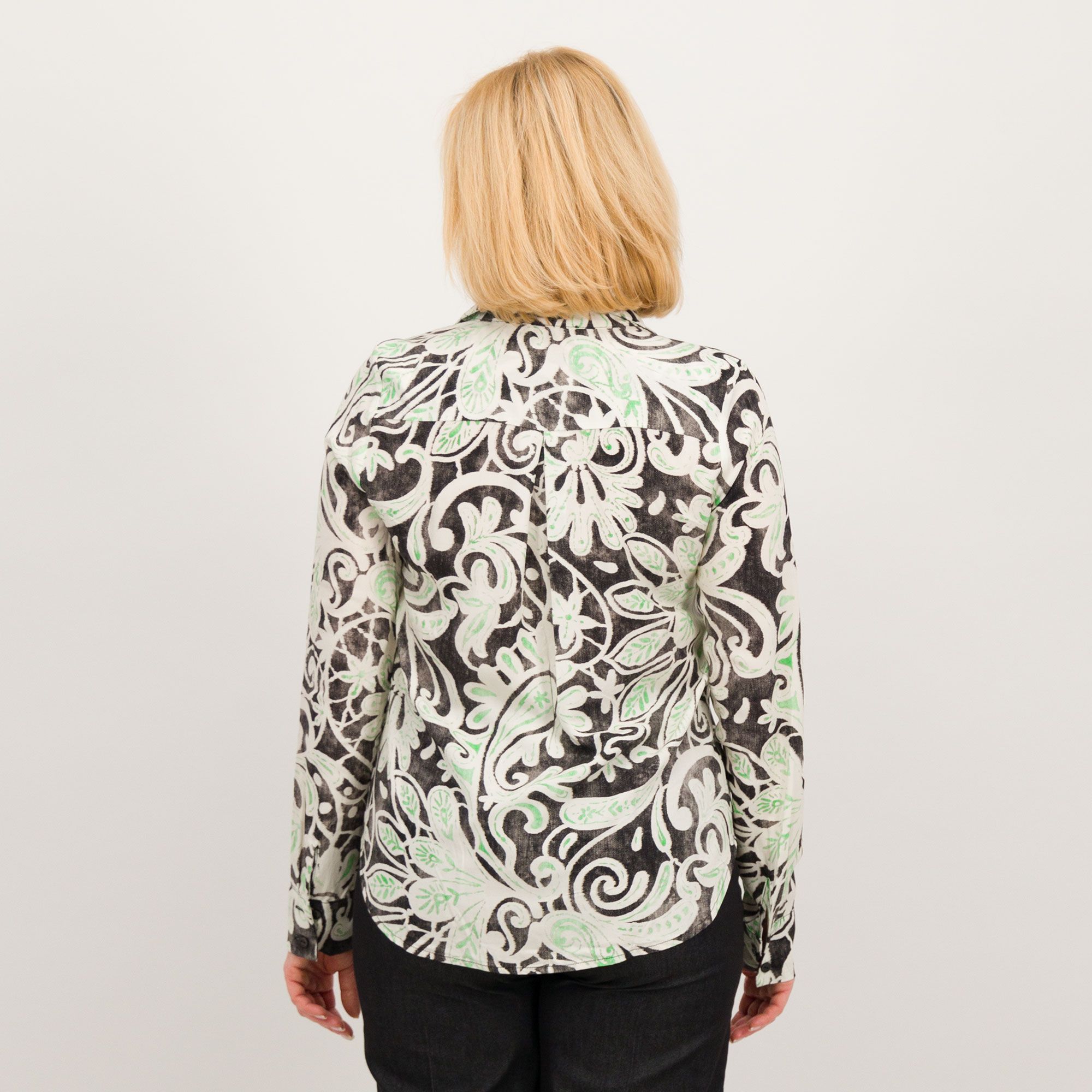 Olly Doo Camicia in popeline di viscosa stampato con fondo sagomato