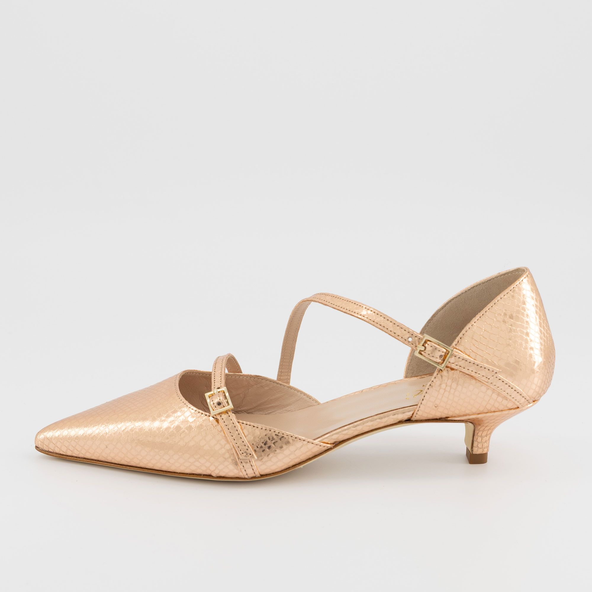 Galieti Décolleté in pelle con cinturino e tacco 3,5 cm