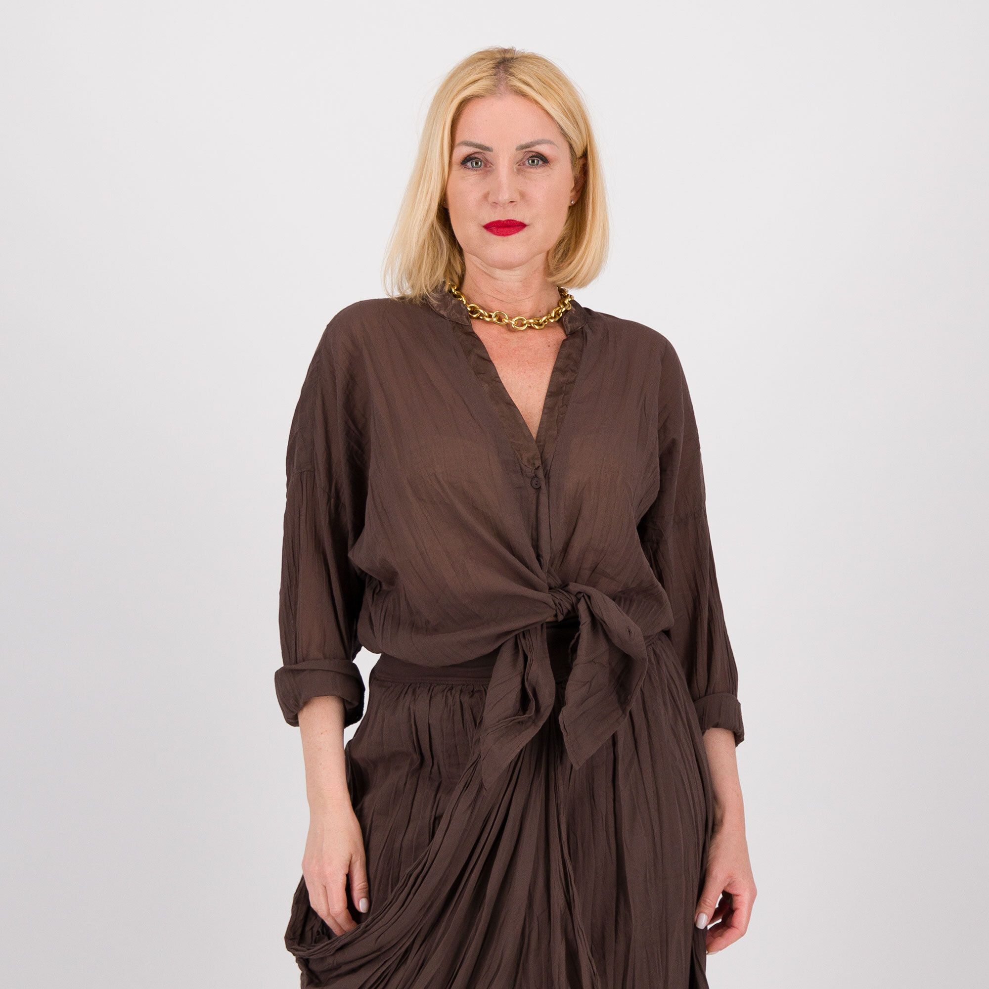Colour Lab
Camicia ampia in
mussola con collo
alla coreana