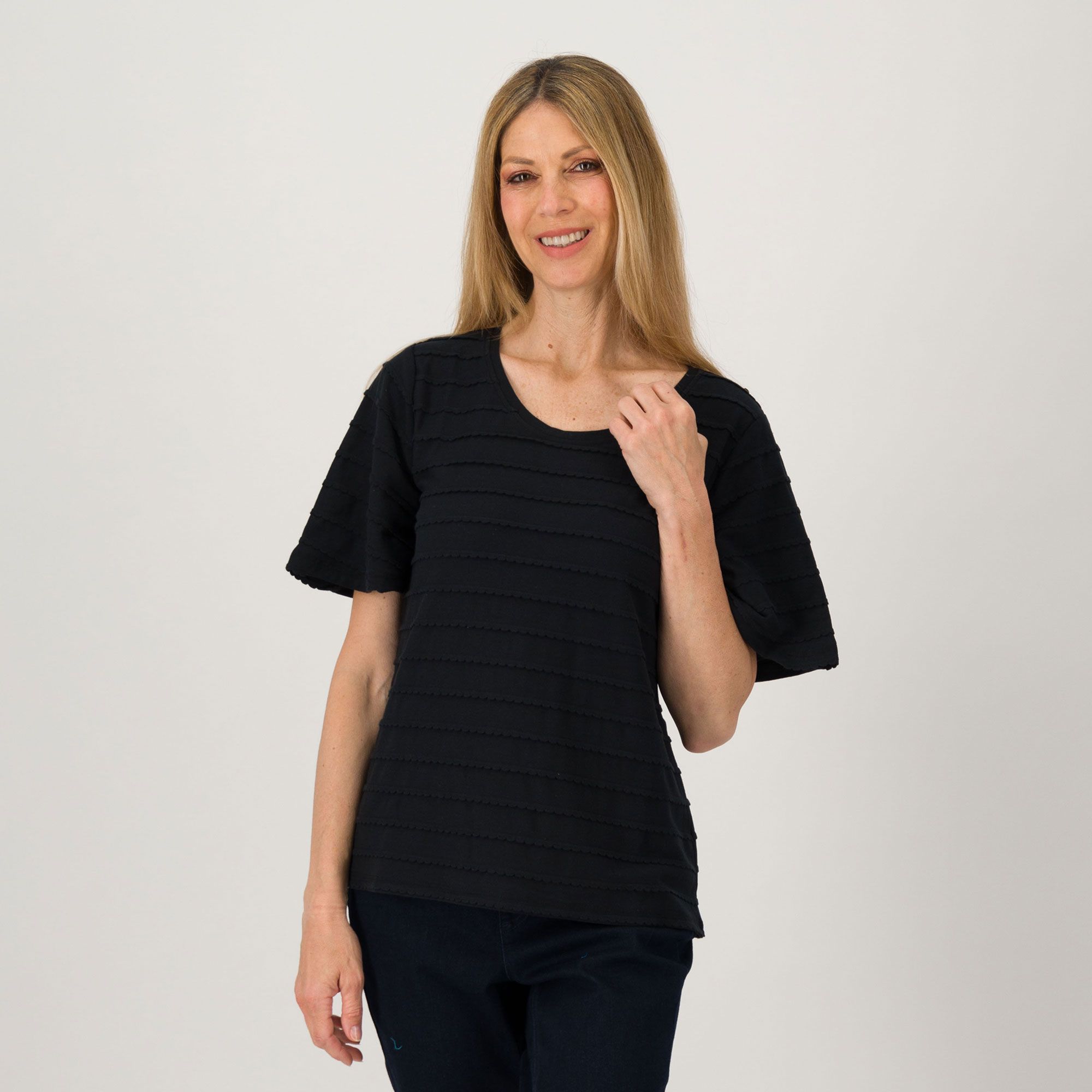 Isaac Mizrahi Live! T-shirt a righe 3D in misto cotone