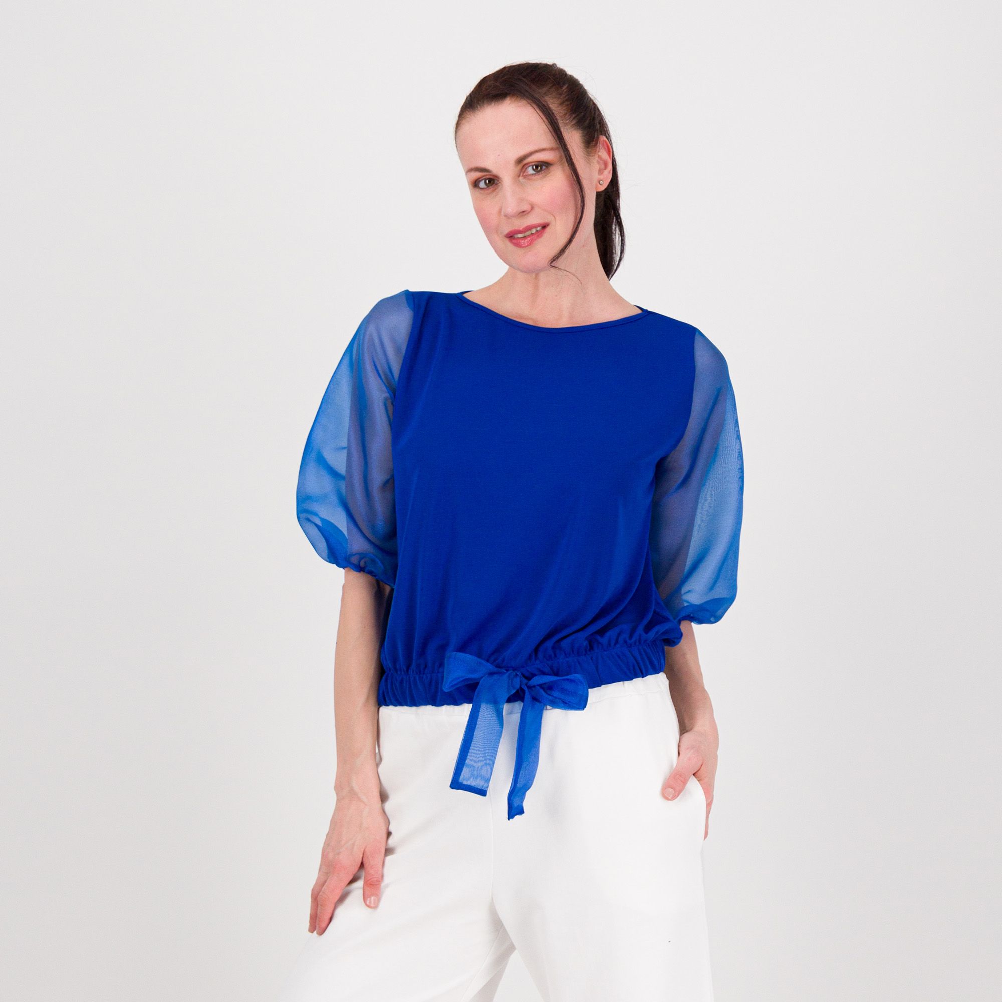 Bianca Della Torre Blusa in jersey crêpe con maniche balloon