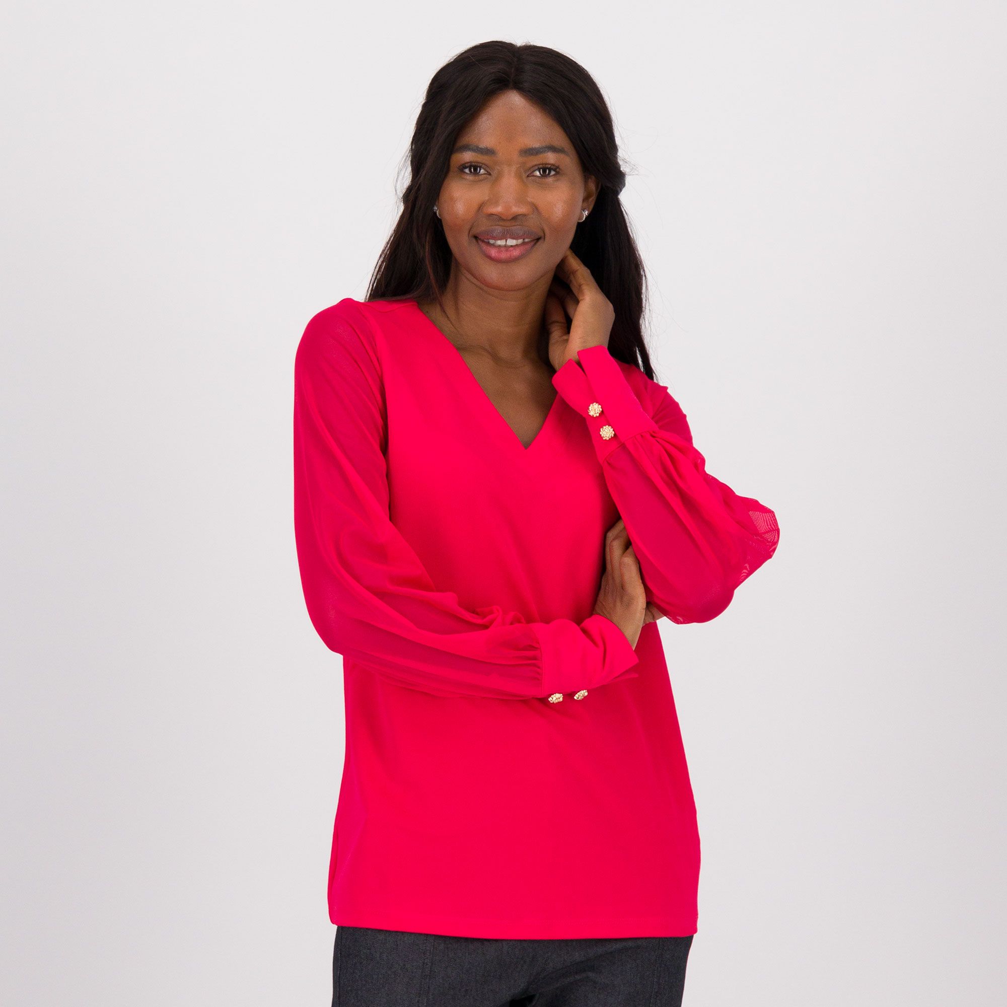 Isaac Mizrahi Live!
Maglia con corpo
in jersey e maniche
in tulle