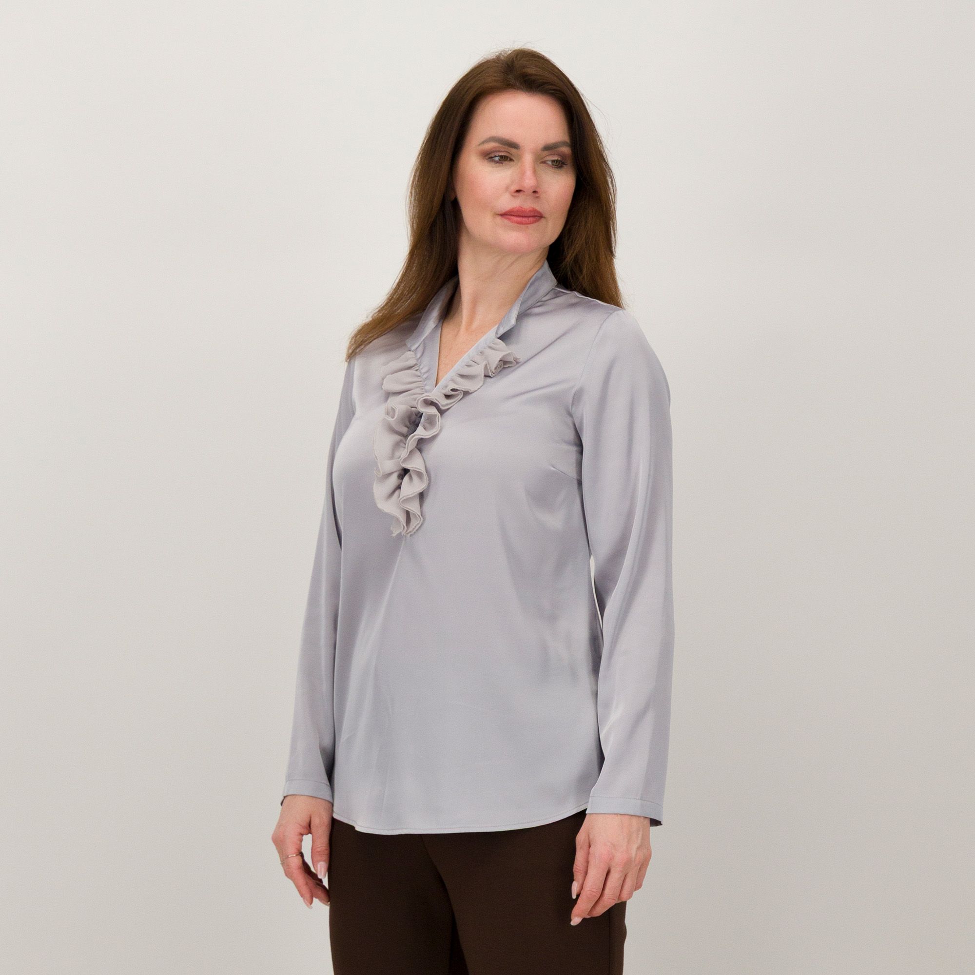 Caterina Lancini Blusa in raso con rouche