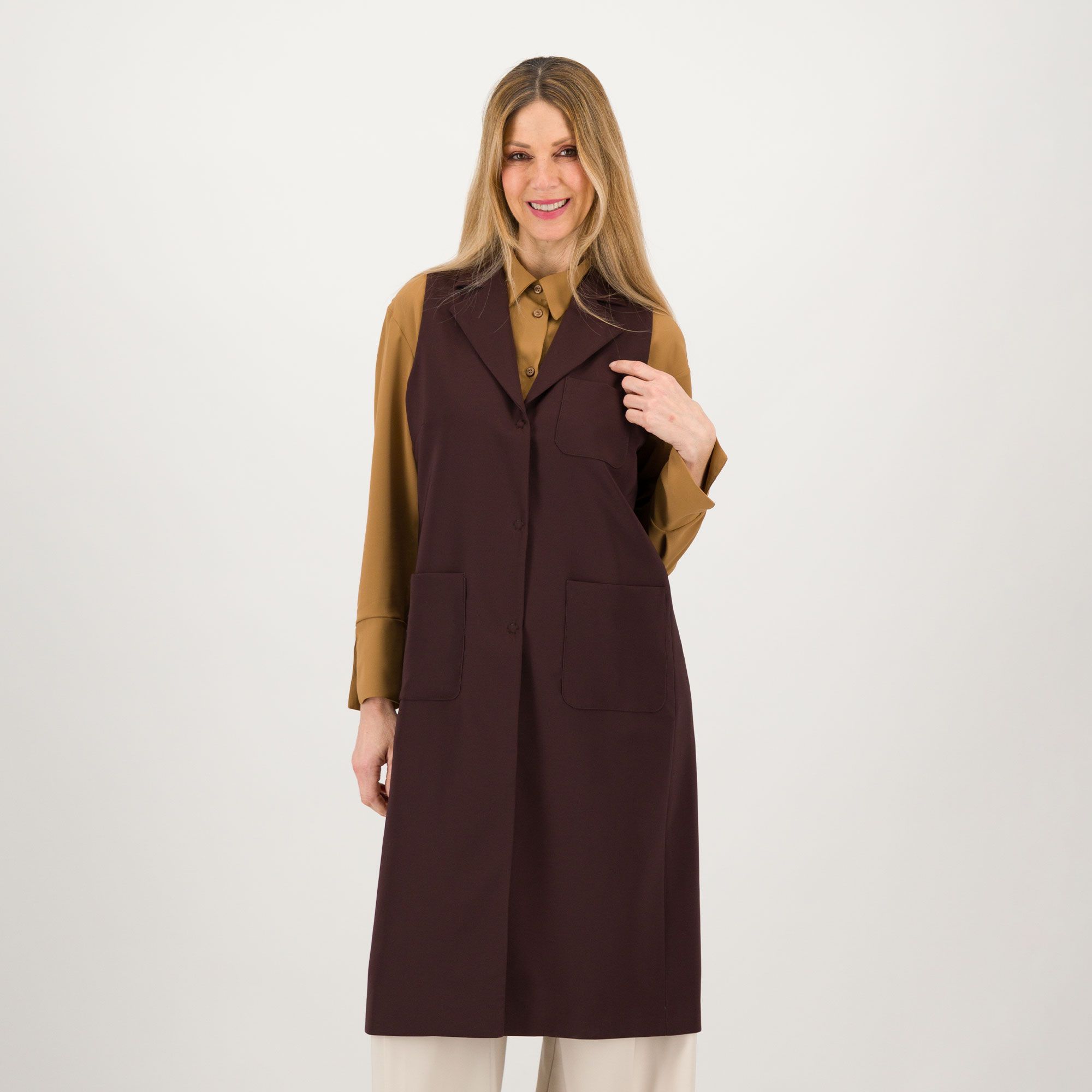 Caterina Lancini Gilet Lungo Con Tasche