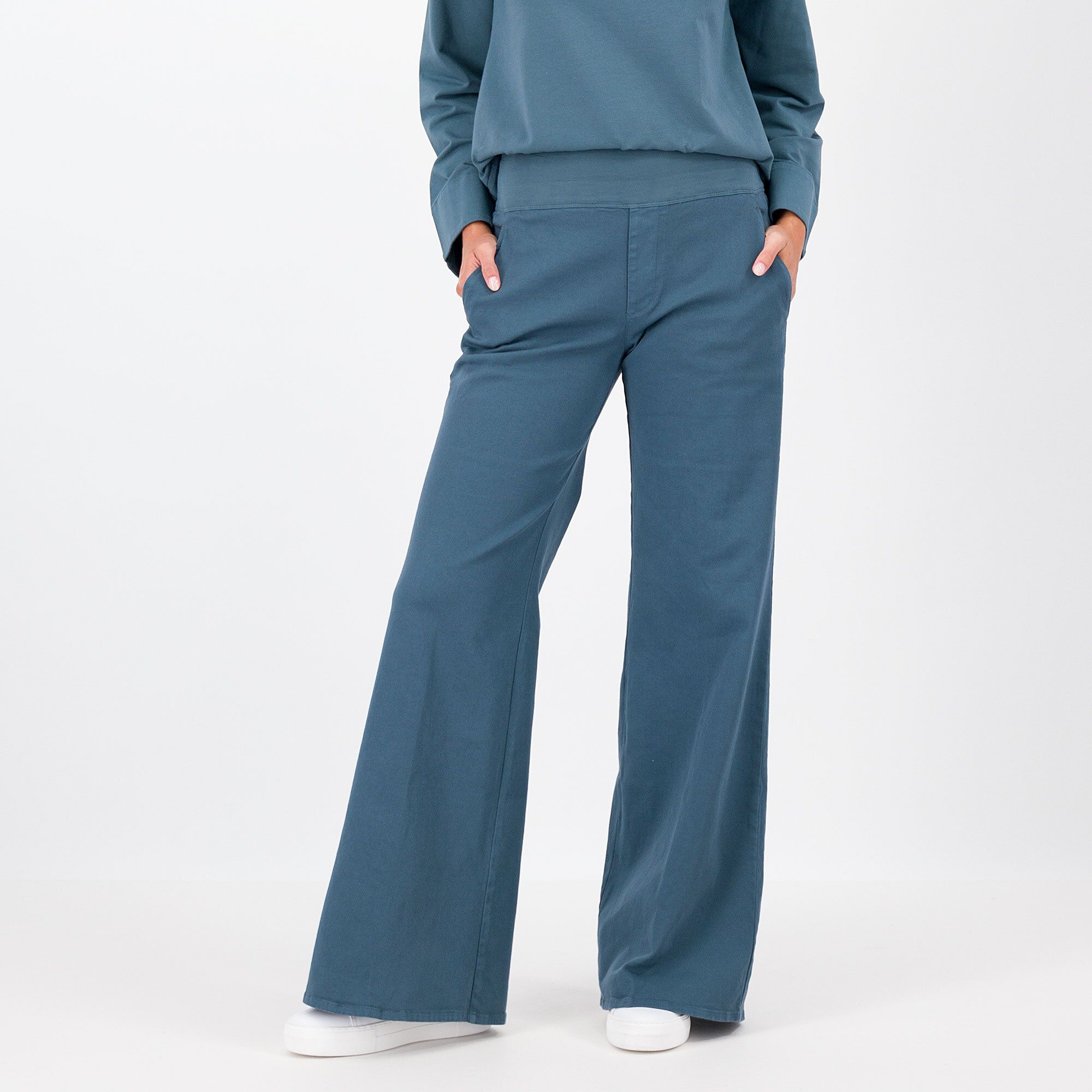 Colour Lab Pantaloni a zampa in gabardina con tasche
