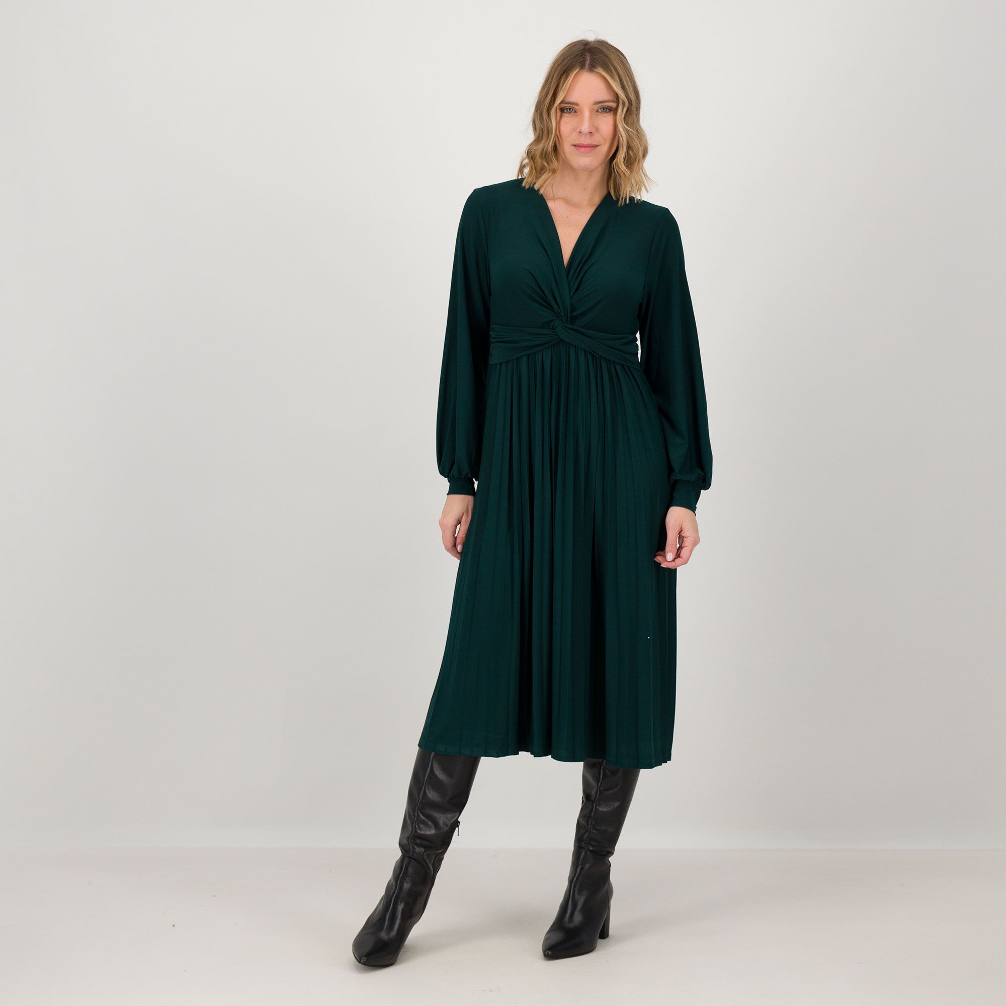 Nina Leonard
Abito midi con gonna
plissé e maniche 
a palloncino