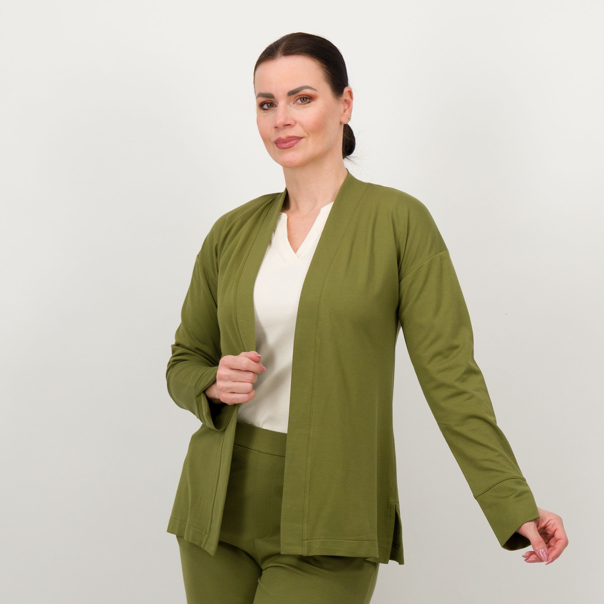 Isaac Mizrahi Live! Cardigan aperto a maniche lunghe in tessuto tweed